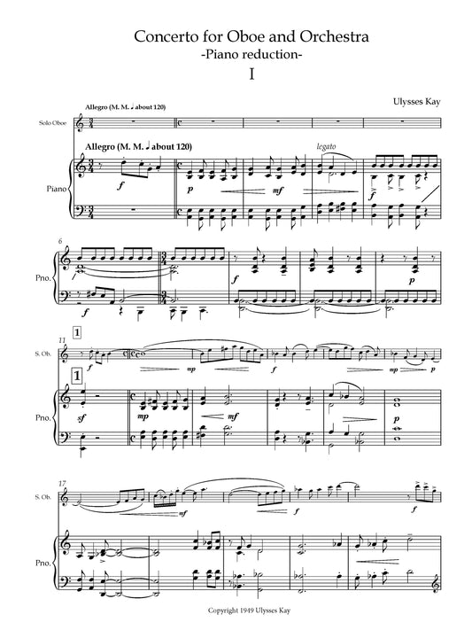 Concerto for Oboe and Orchestra - Reduced Score + Oboe Part