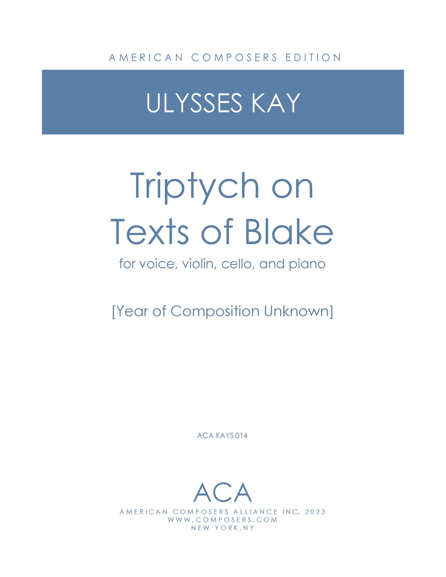 TRIPTYCH ON TEXTS OF BLAKE