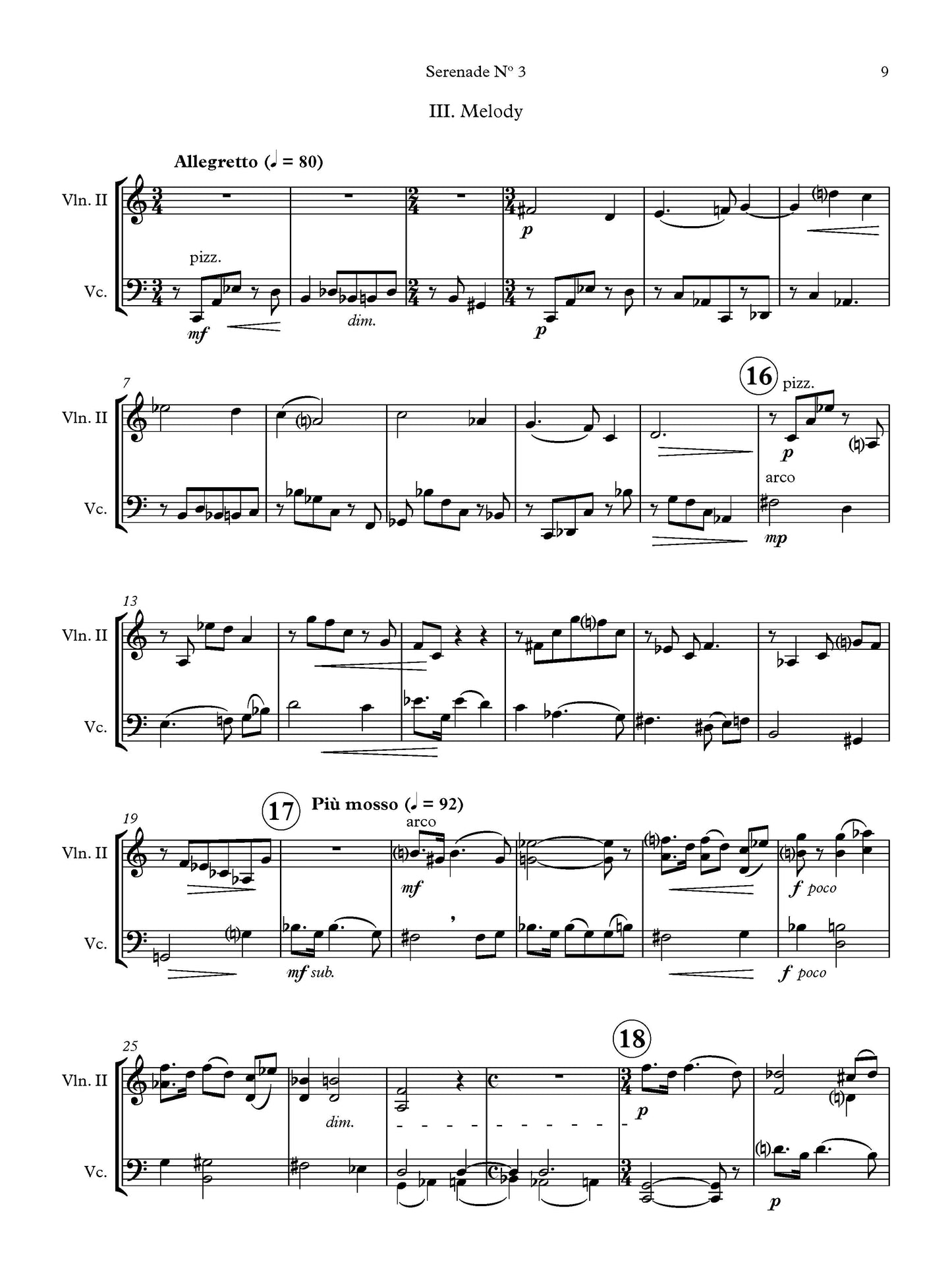 Serenade No. 3 for two violins, viola, and cello