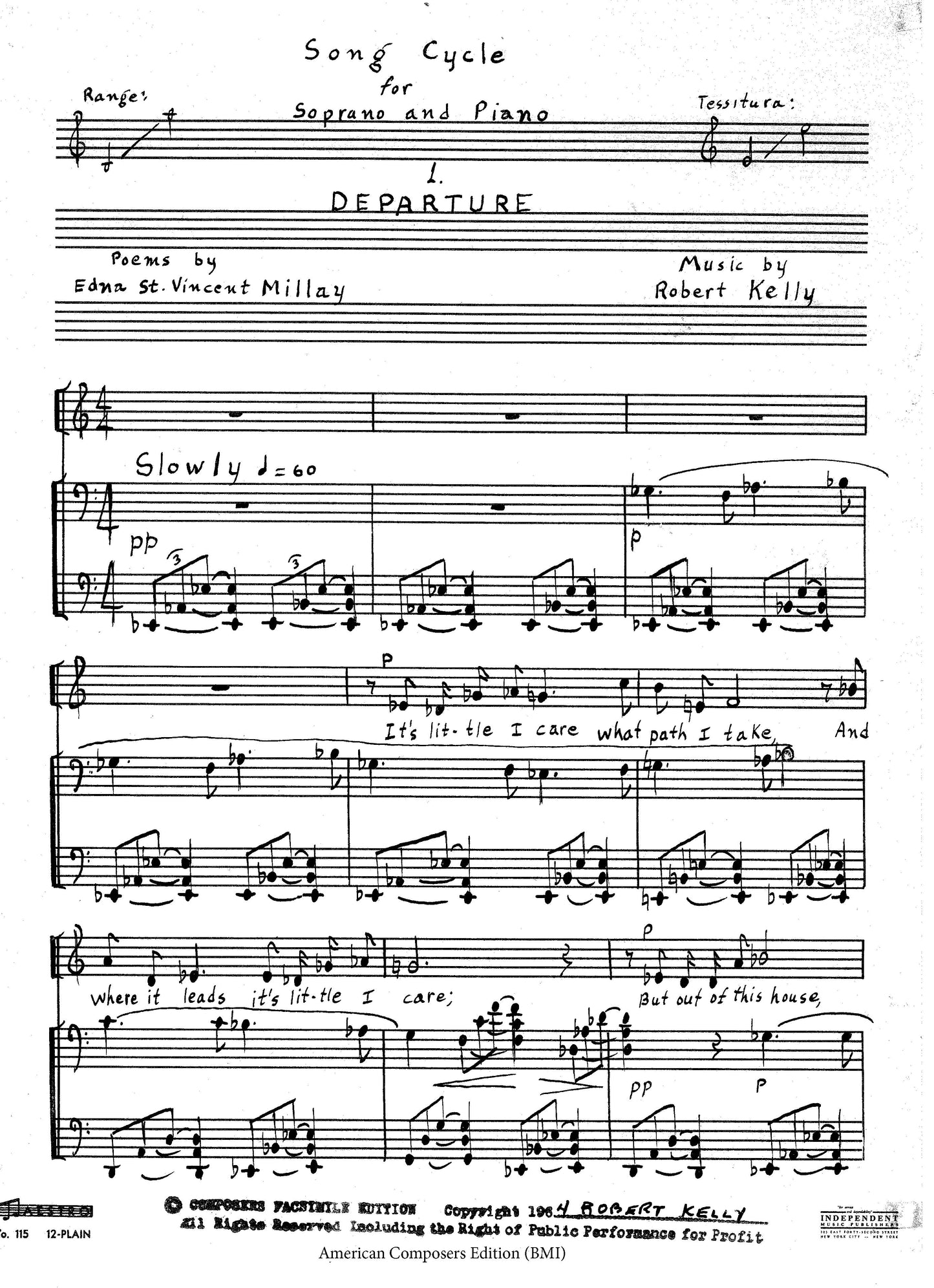 SONG CYCLE FOR SOPRANO and PIANO