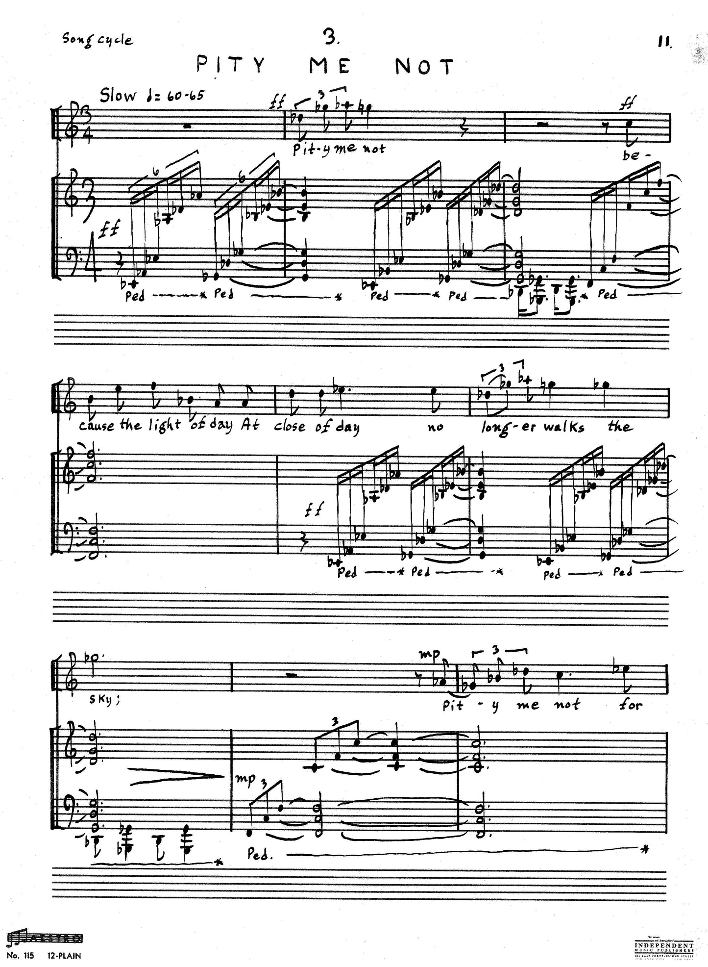 SONG CYCLE FOR SOPRANO and PIANO