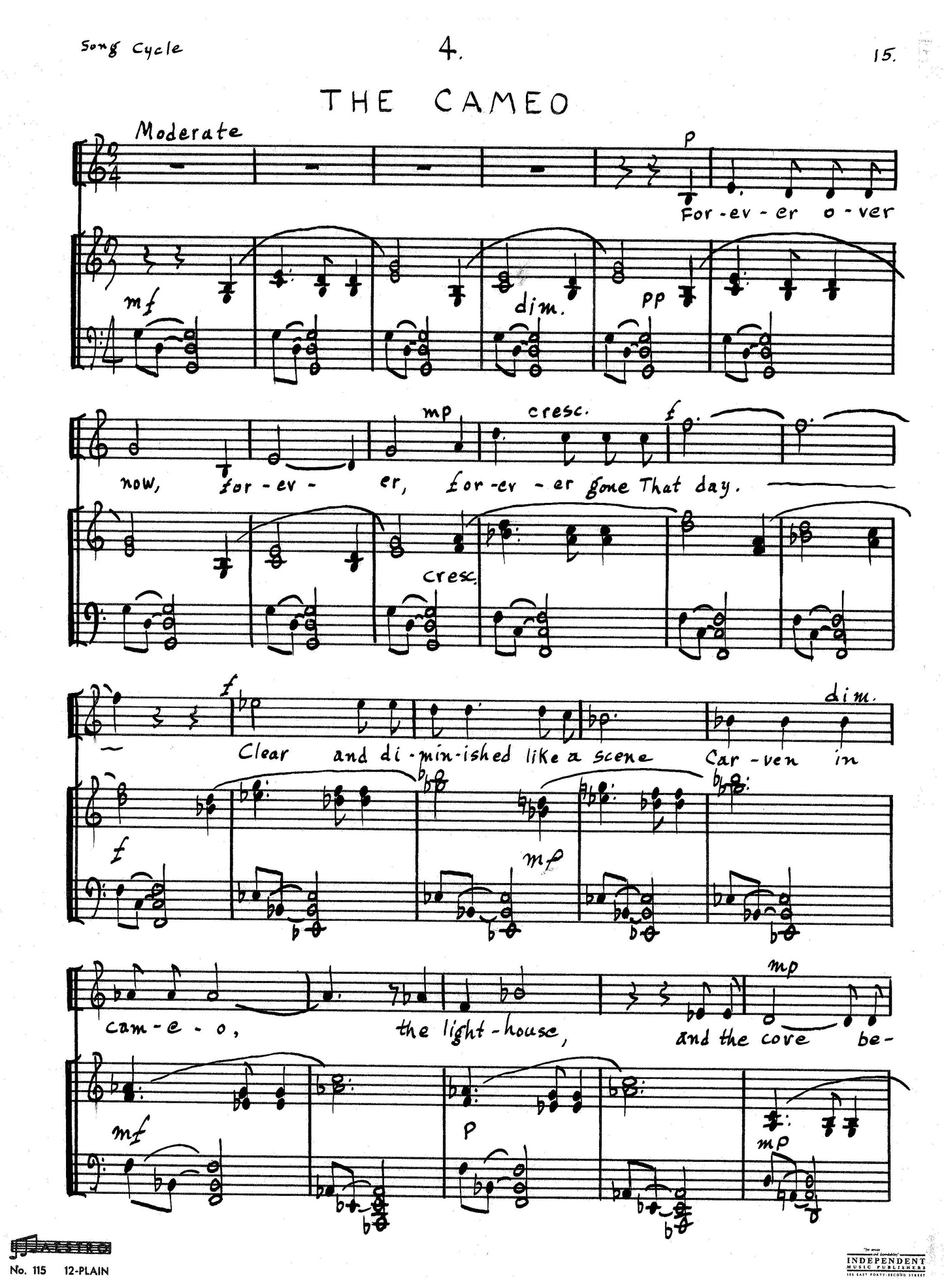 SONG CYCLE FOR SOPRANO and PIANO