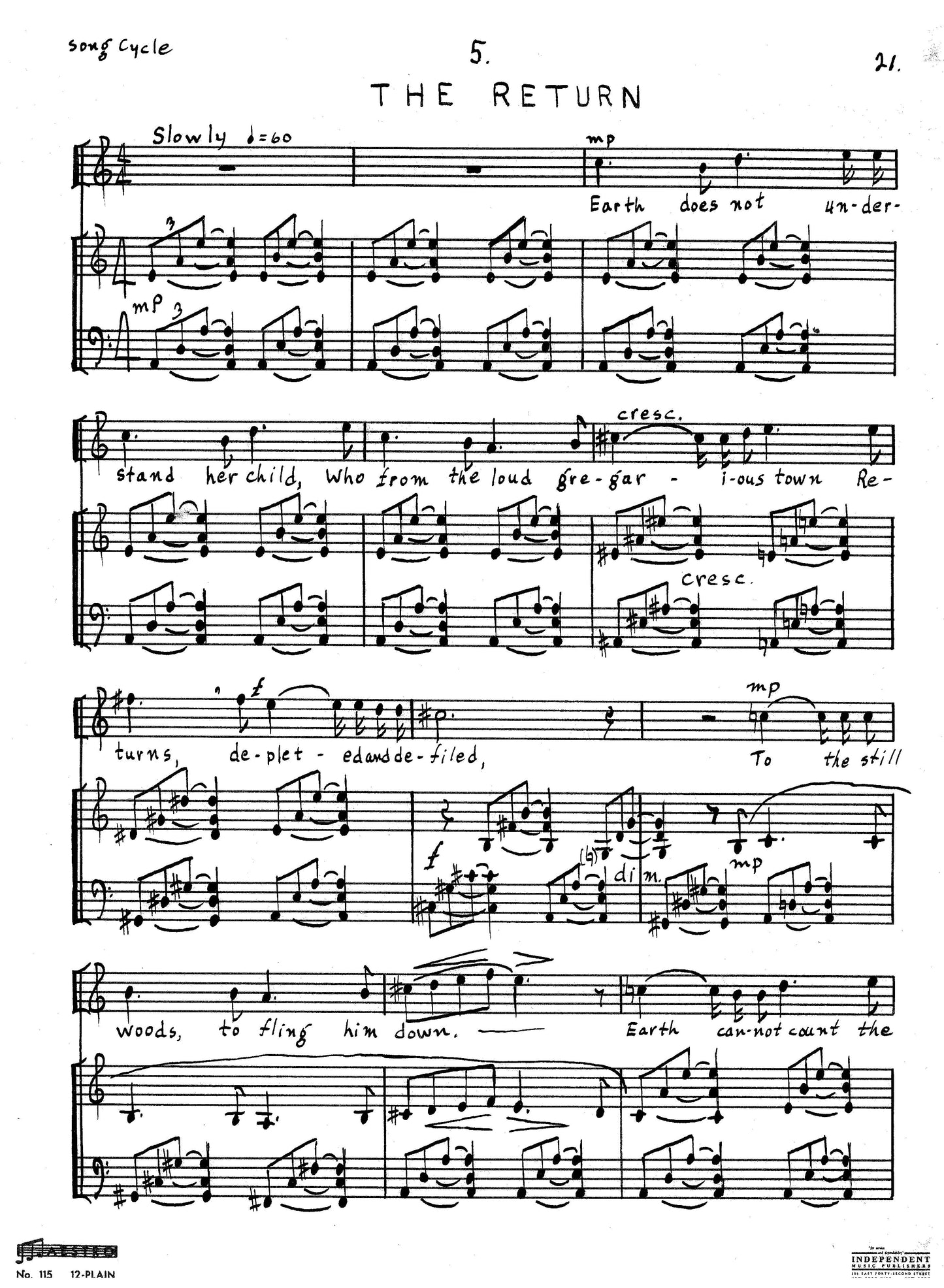 SONG CYCLE FOR SOPRANO and PIANO