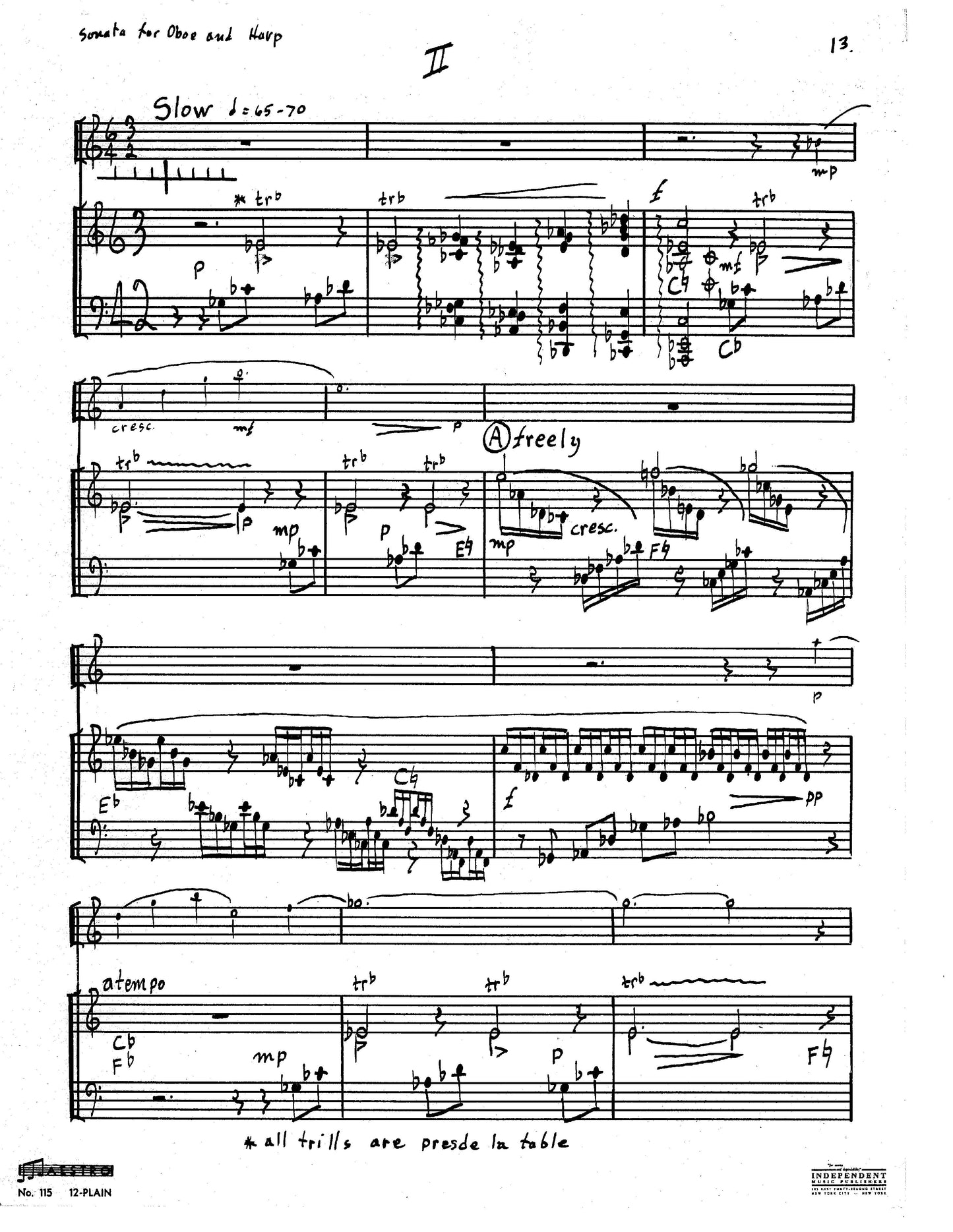 SONATA FOR OBOE AND HARP