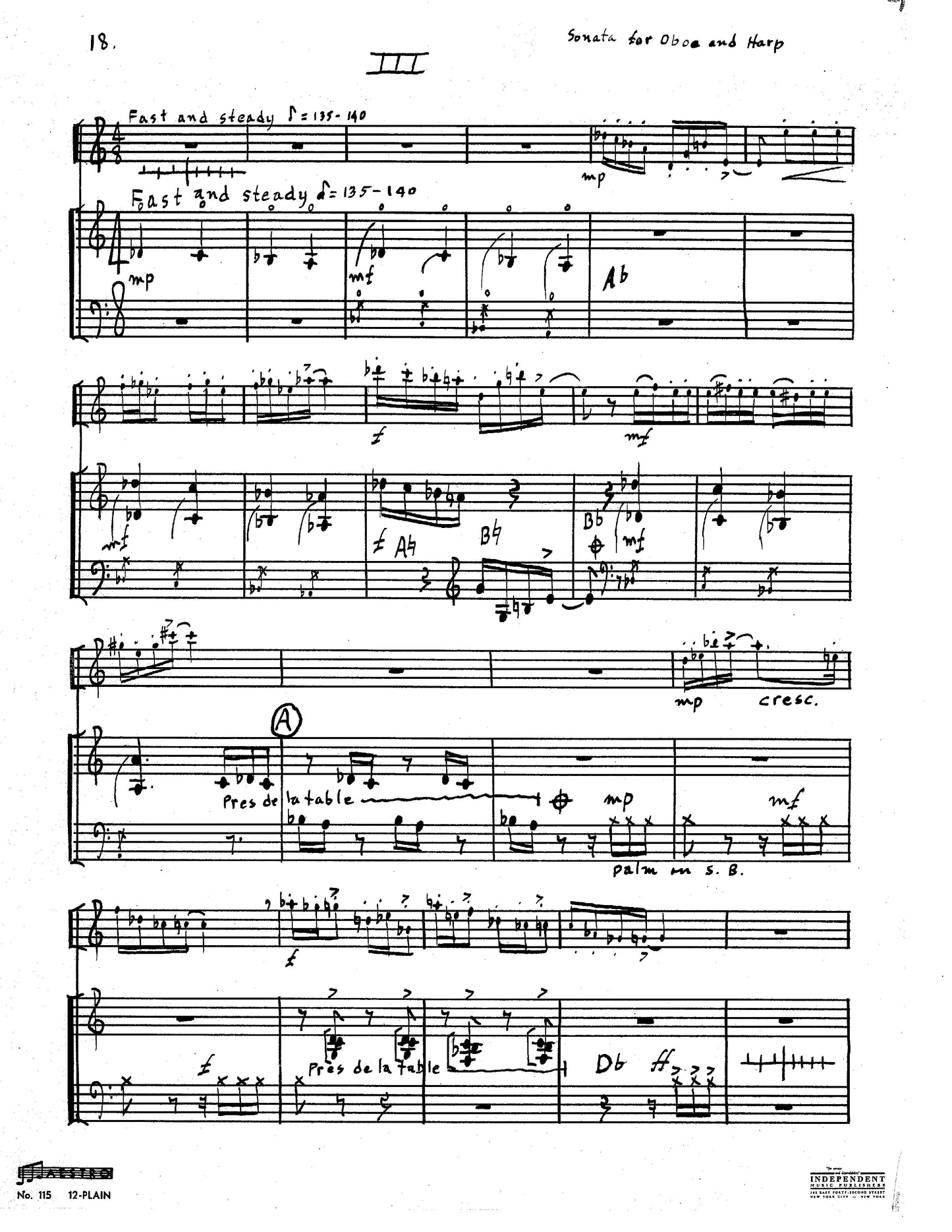 SONATA FOR OBOE AND HARP