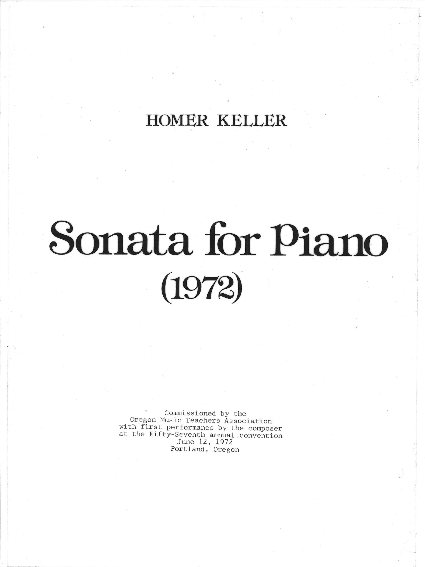 SONATA FOR PIANO (1972)