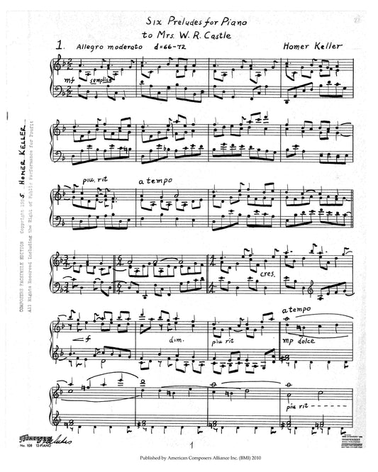 SIX PRELUDES FOR PIANO