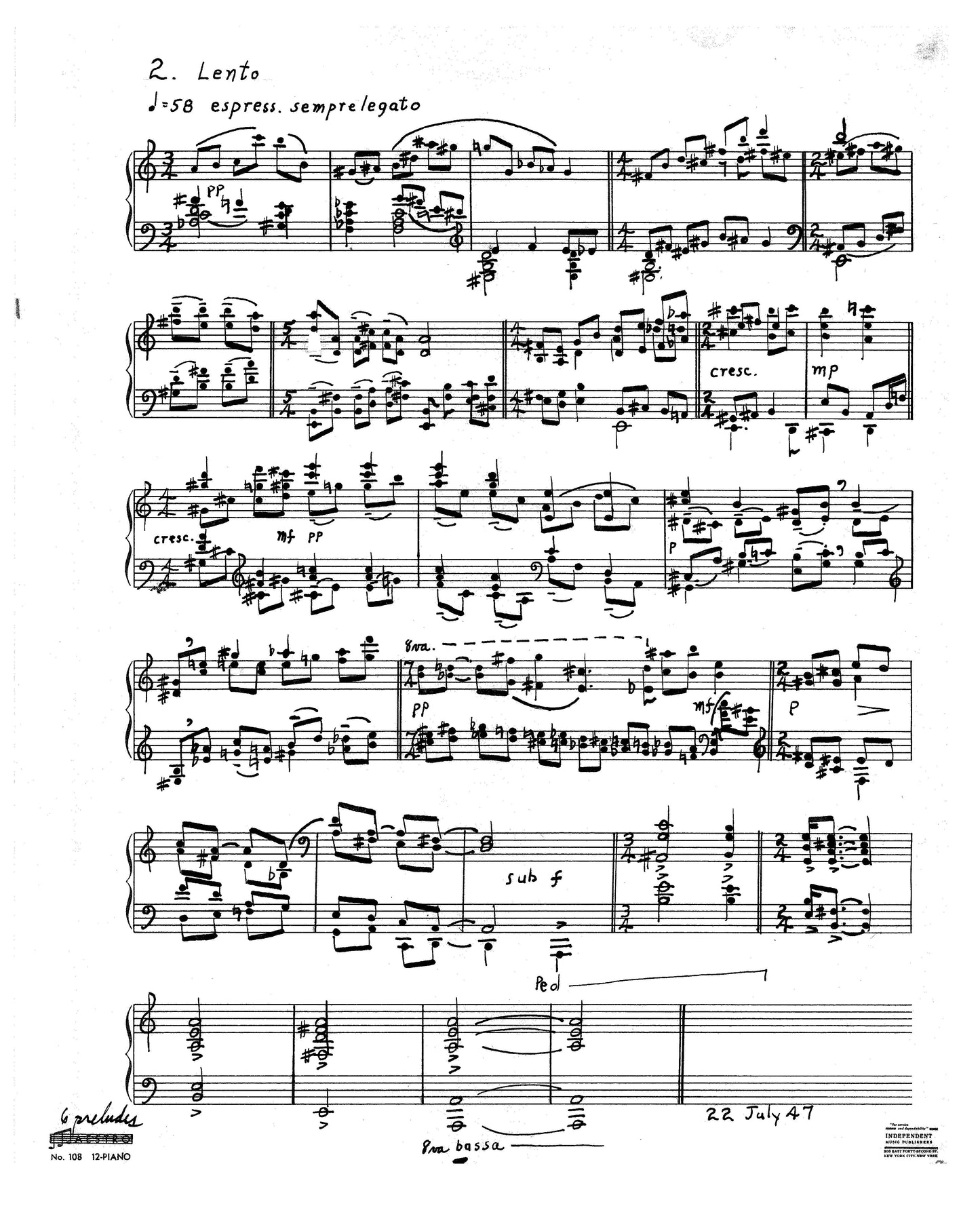 SIX PRELUDES FOR PIANO