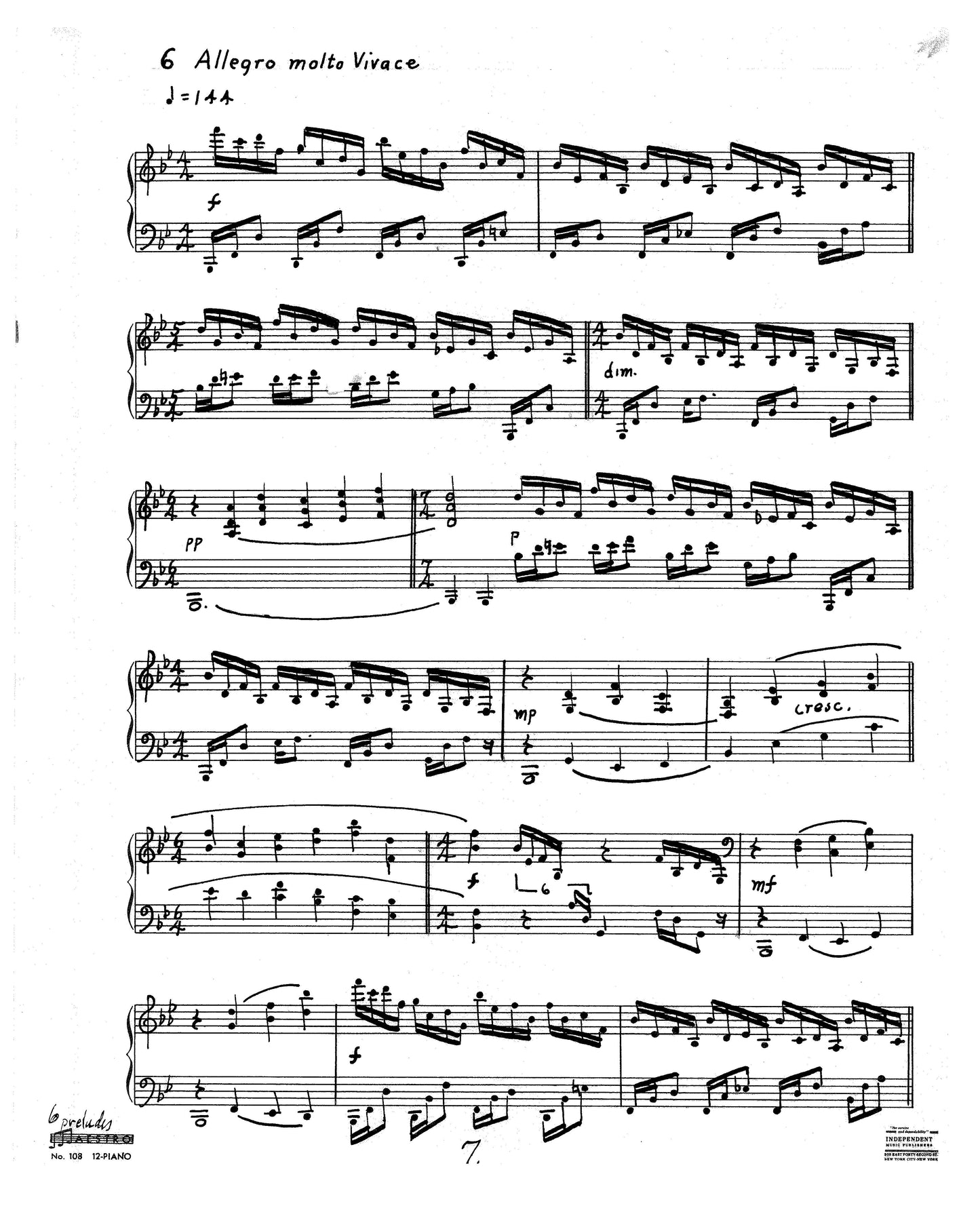 SIX PRELUDES FOR PIANO