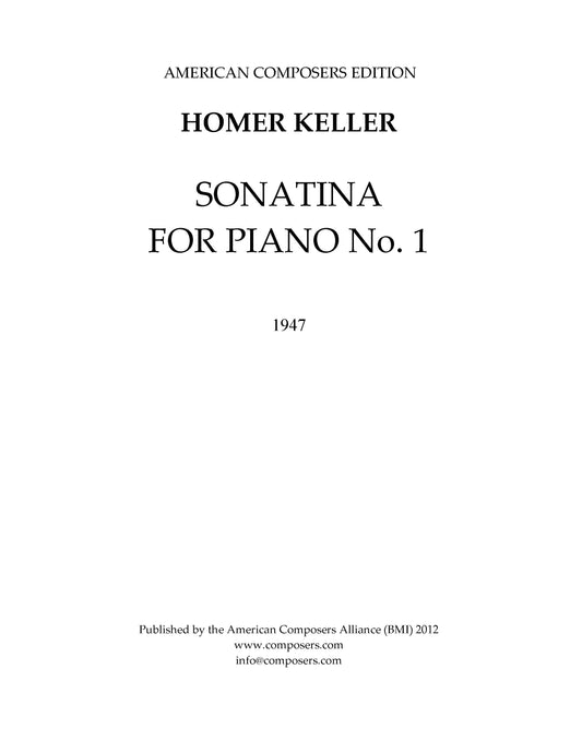 SONATINA NO.1 FOR PIANO