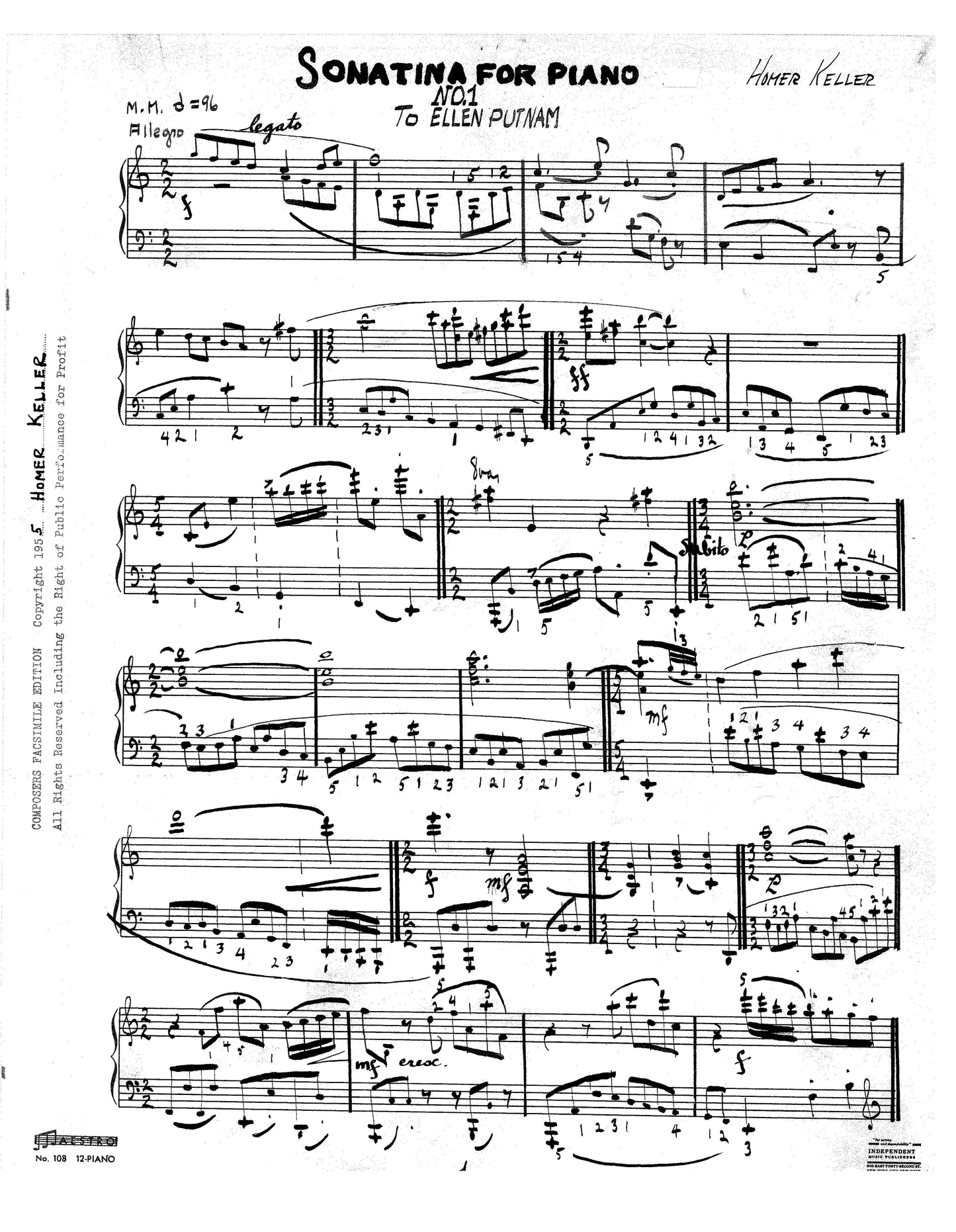 SONATINA NO.1 FOR PIANO