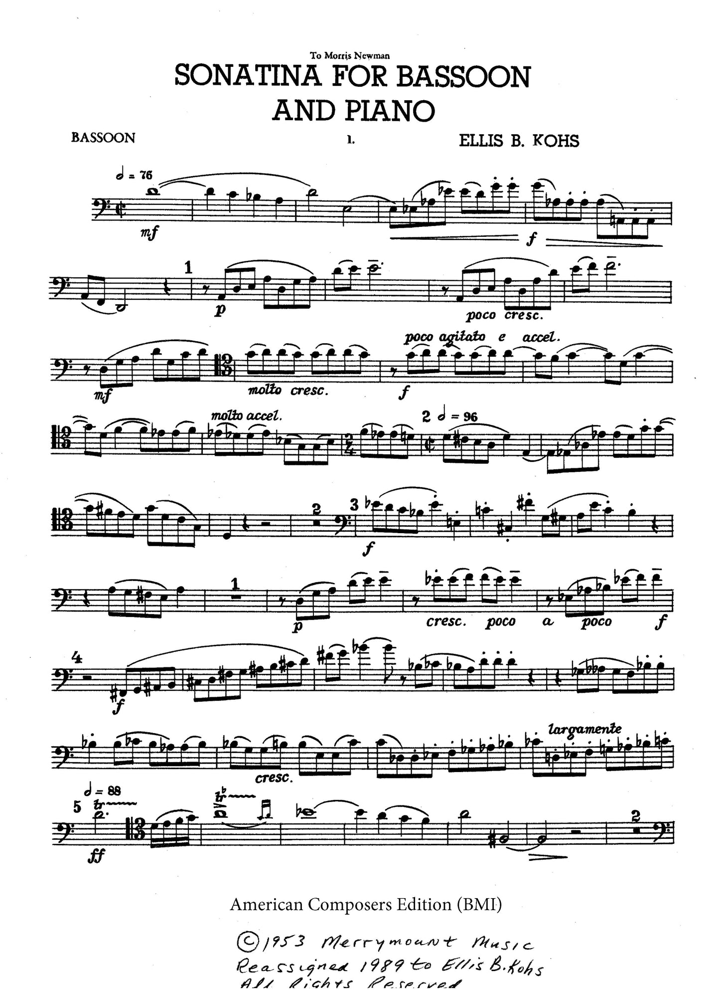 SONATINA FOR BASSOON & PIANO