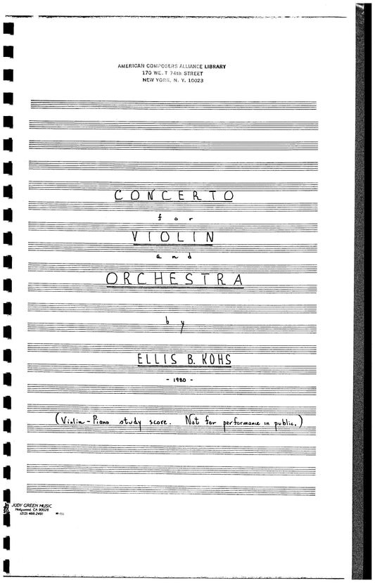 CONCERTO for violin and orchestra