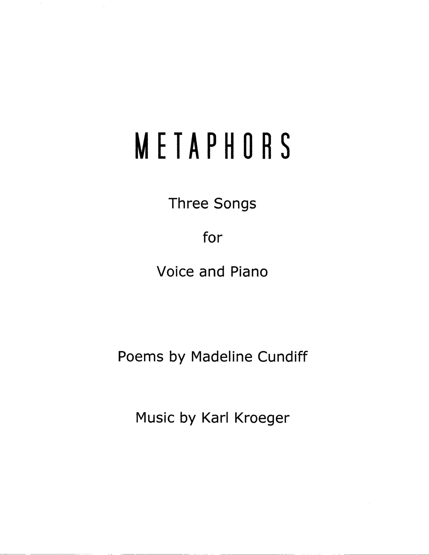 Metaphors - Three Songs for Voice and Piano