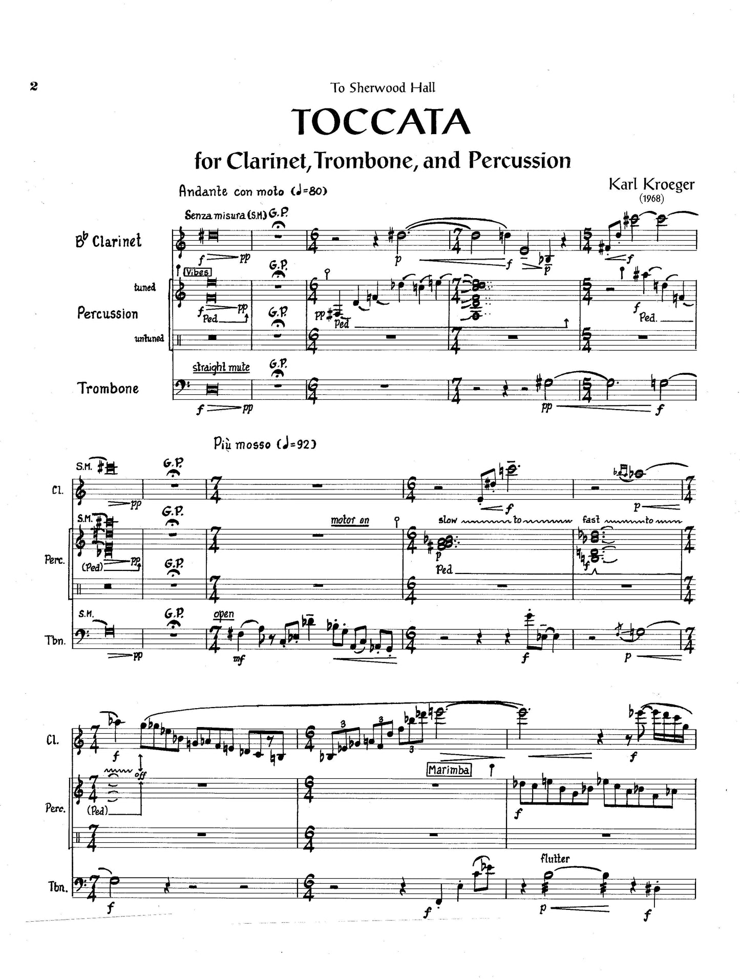 Toccata for Clarinet, Trombone, and Percussion