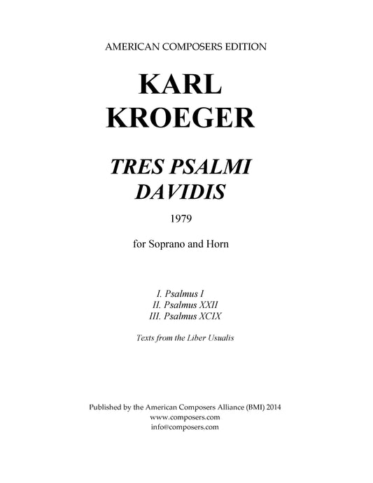 Tres Psalmi Davidis for Soprano voice and Horn