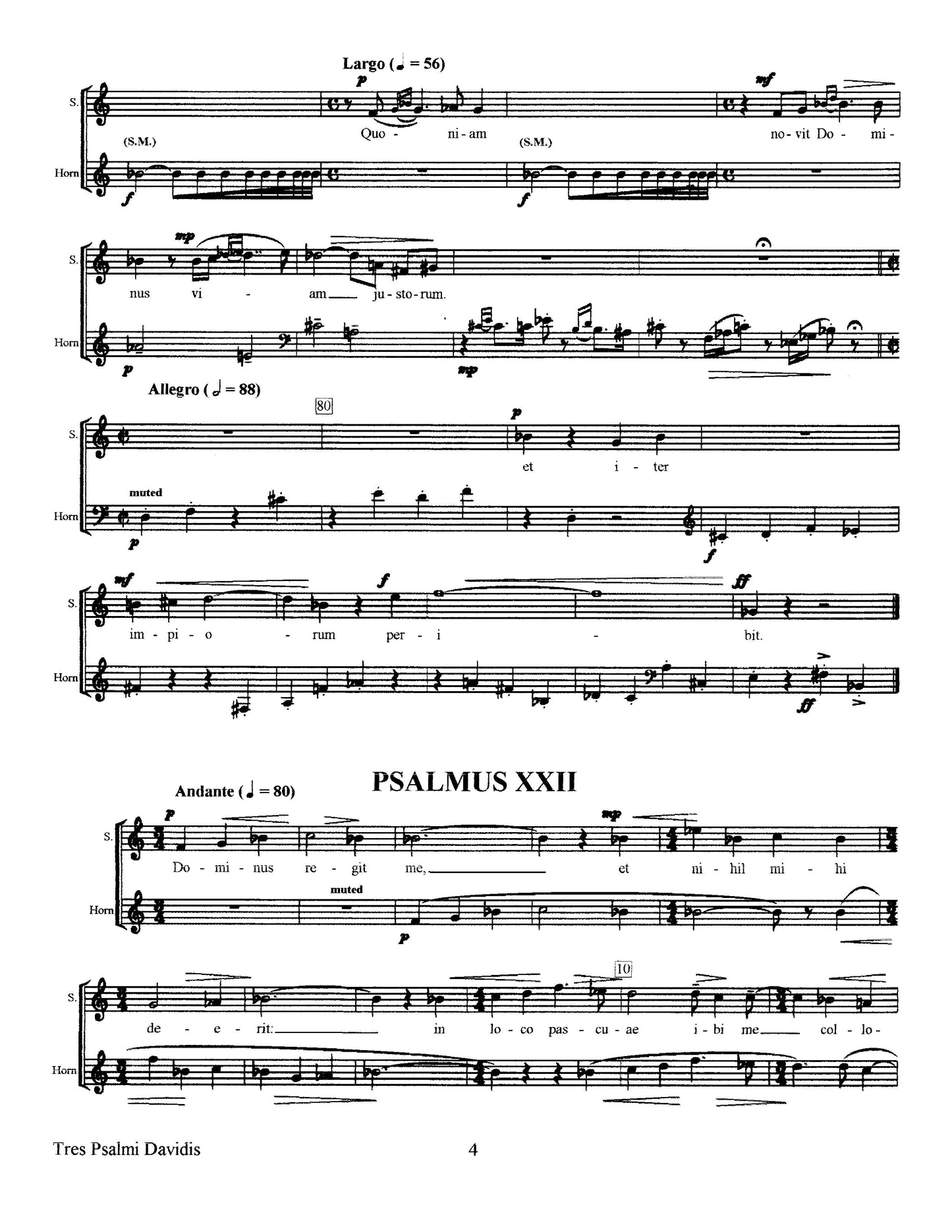 Tres Psalmi Davidis for Soprano voice and Horn