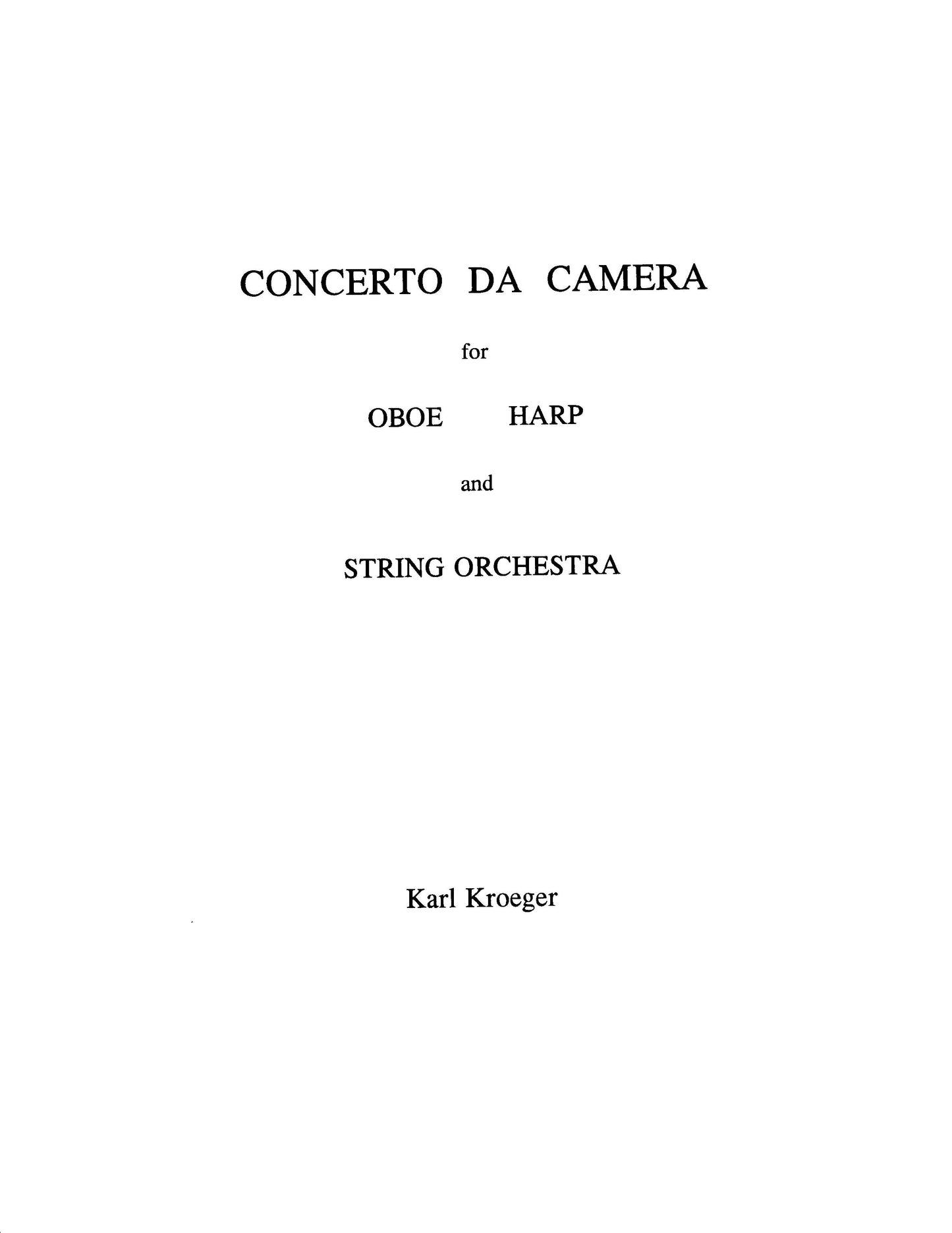 Concerto da Camera for Oboe, Harp, and Strings