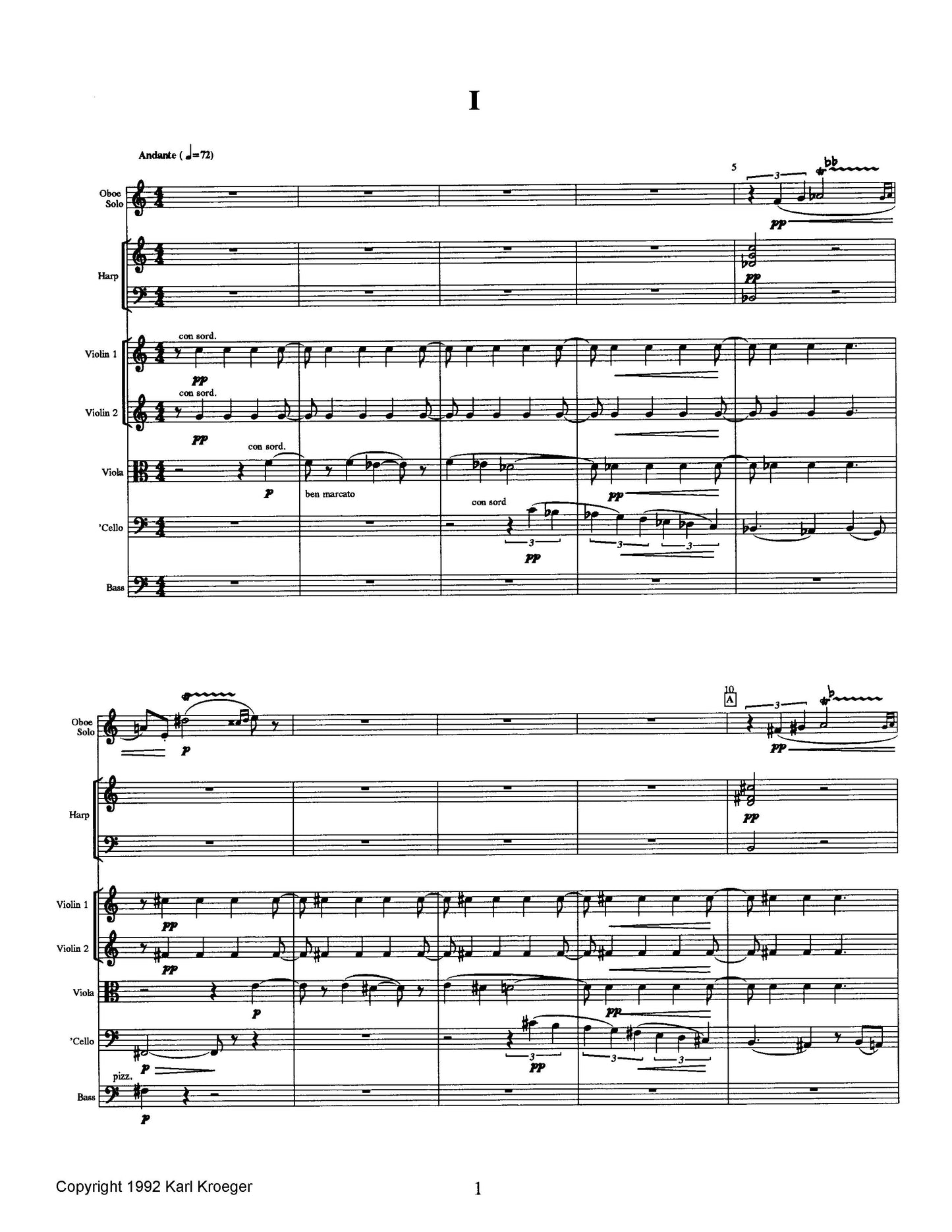 Concerto da Camera for Oboe, Harp, and Strings