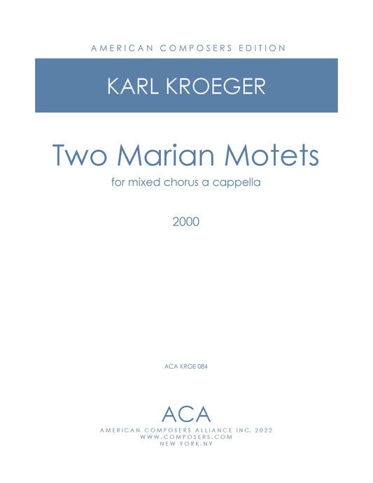 Two Marian Motets (SATB a cappella)