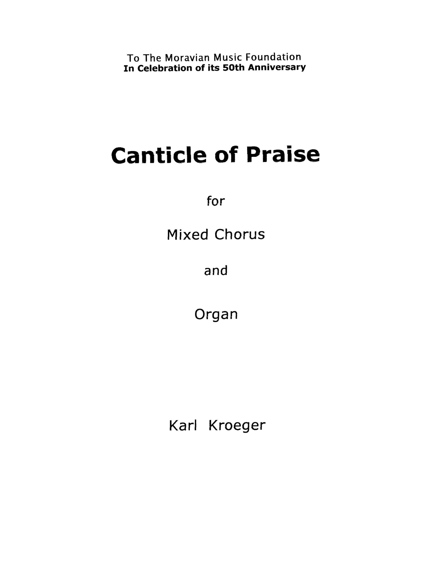 CANTICLE OF PRAISE - SATB/ORGAN