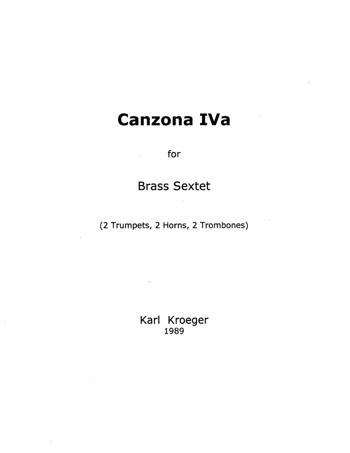 CANZONA IVa for Brass Sextet