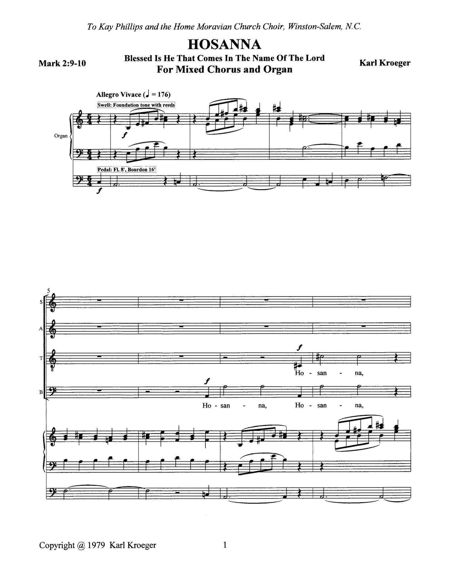 Hosanna (SATB & Organ)