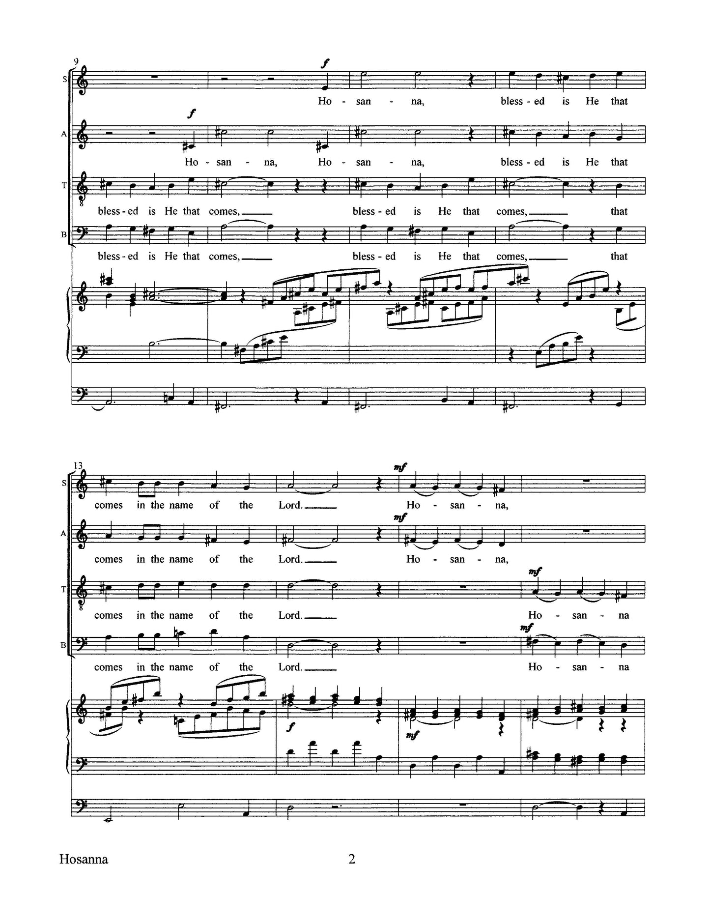 Hosanna (SATB & Organ)