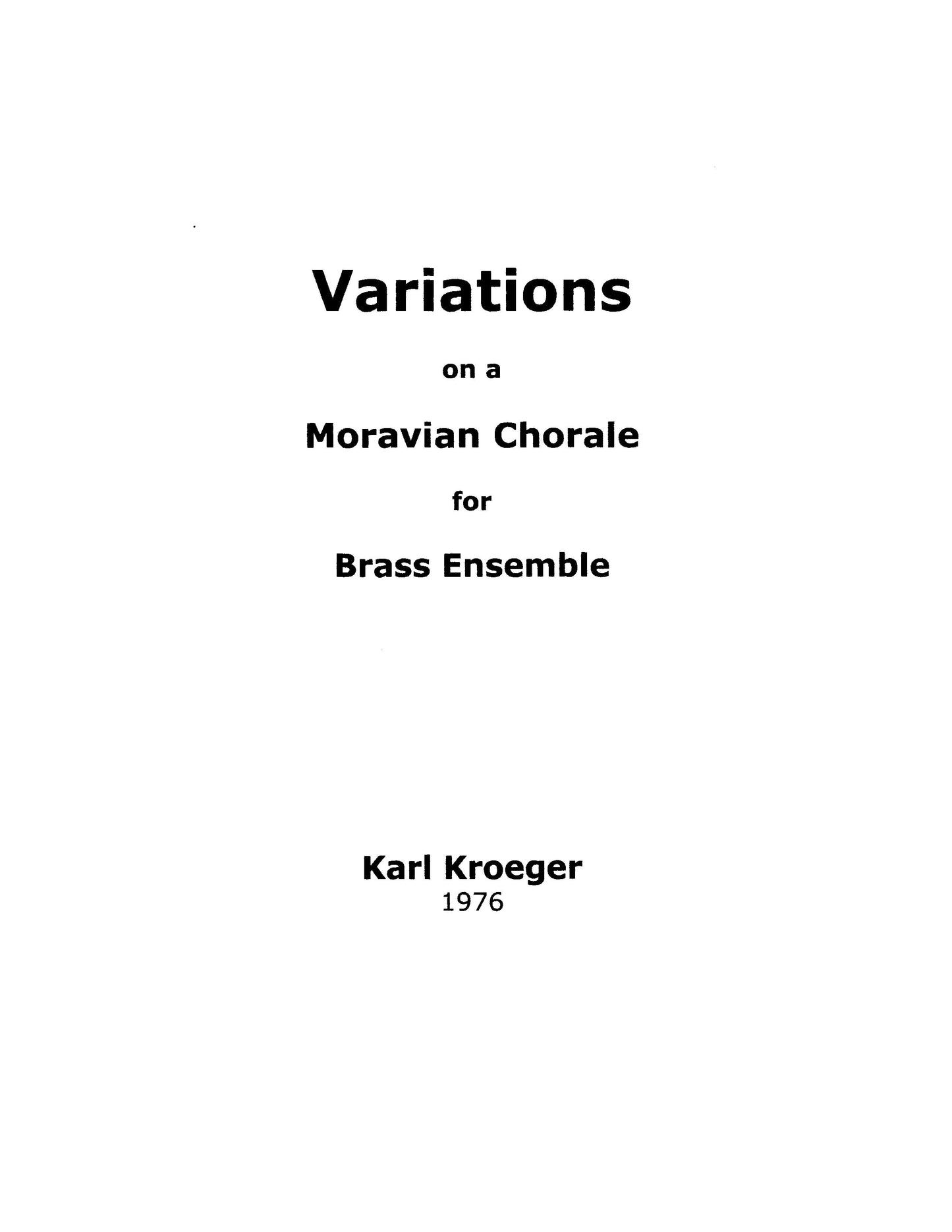 Variations on a Moravian Chorale (for brass choir)