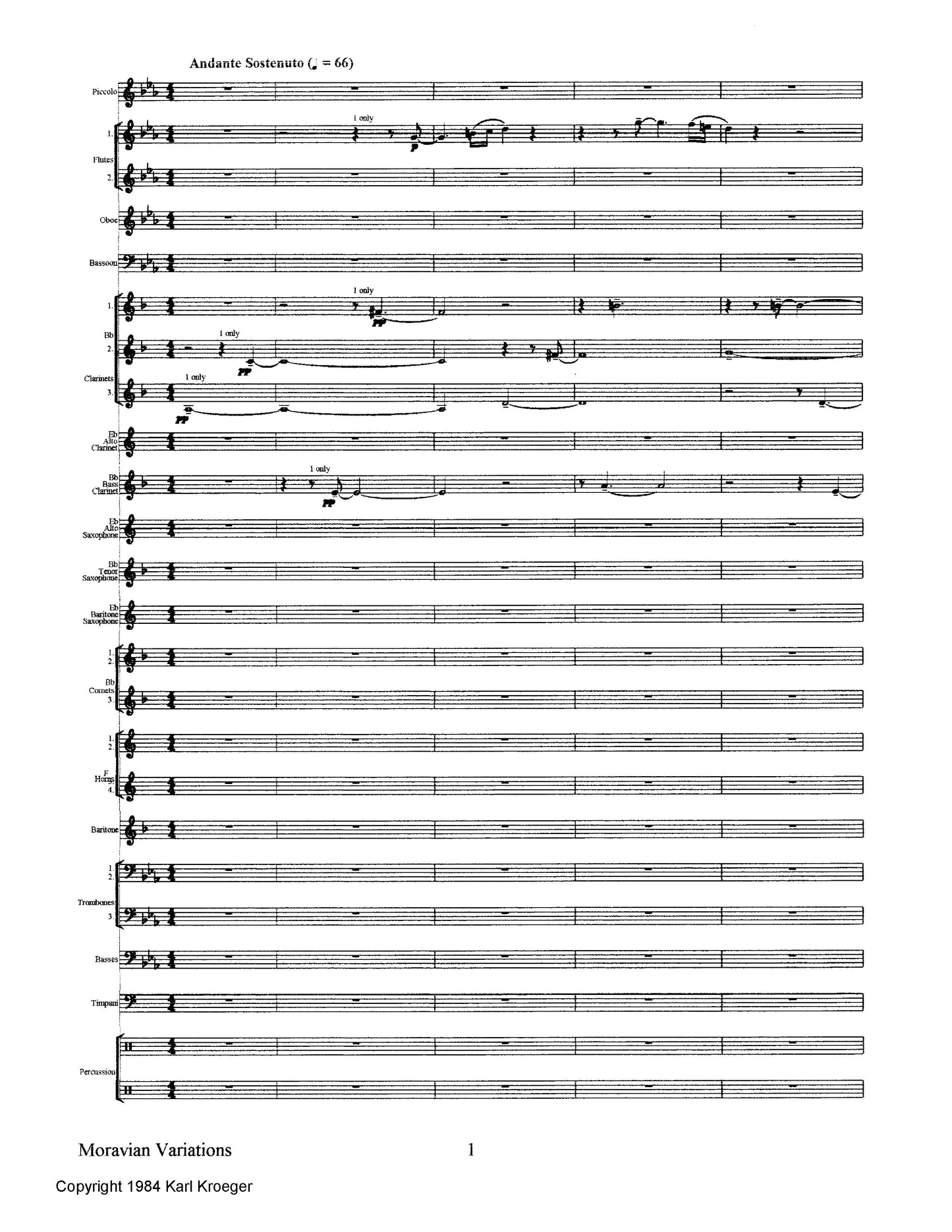 Variations on a Moravian Chorale (for concert band)