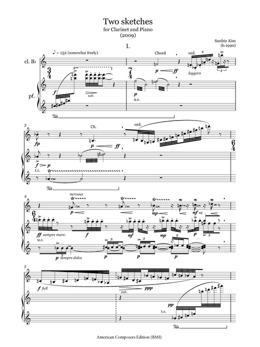 TWO SKETCHES for Clarinet and Piano