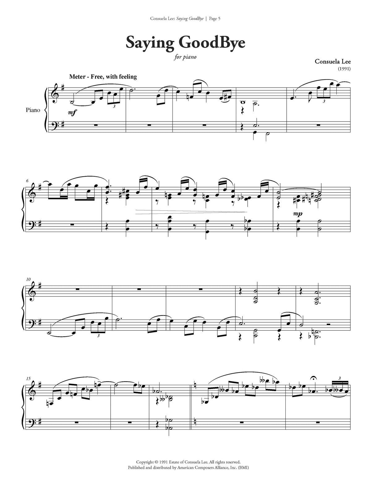 Goodbye Aa Saying Goodbye – American Composers Alliance