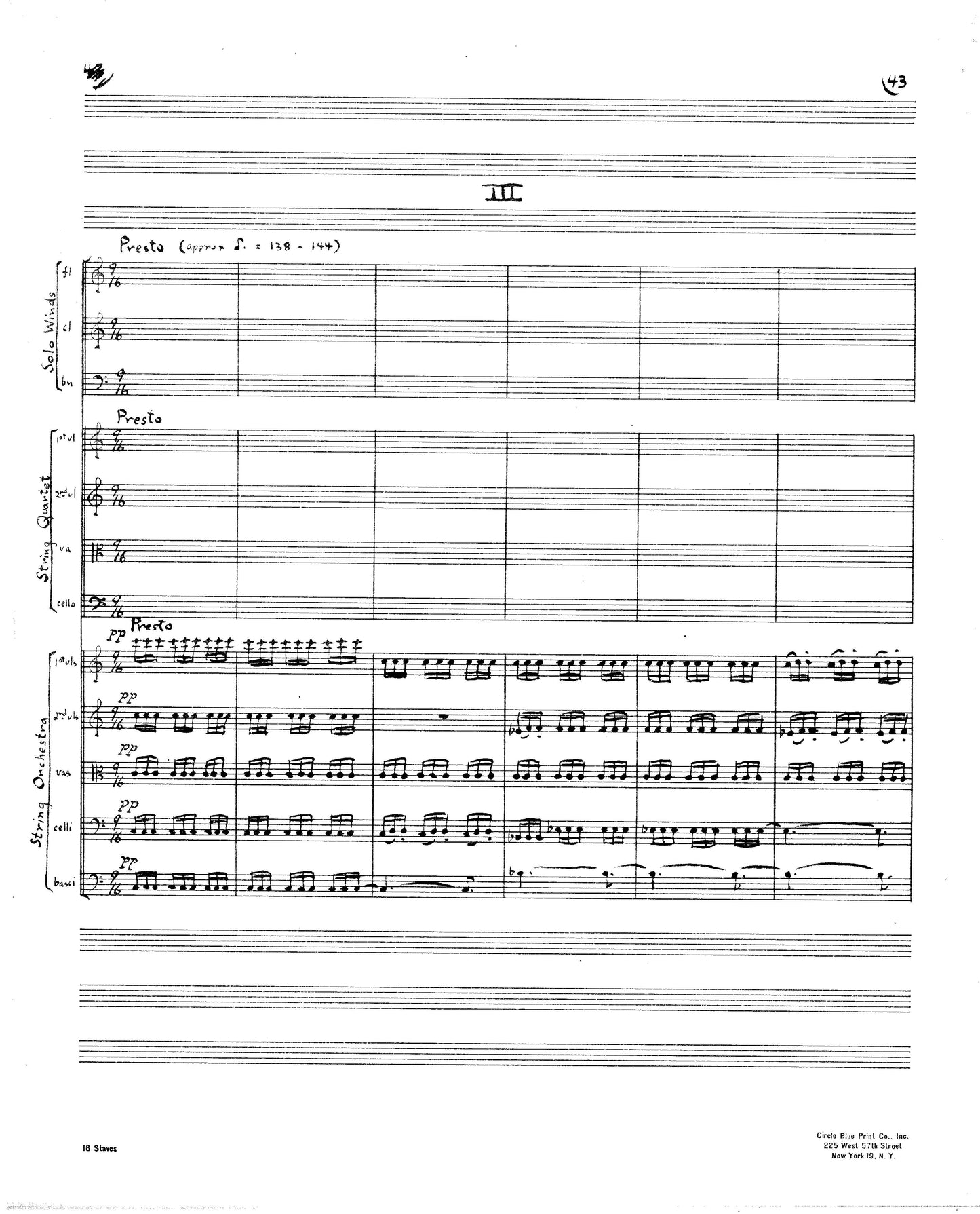 CONCERTO FOR FLUTE CLARINET BASSOON and STRINGS aka Concerto for Winds and Strings