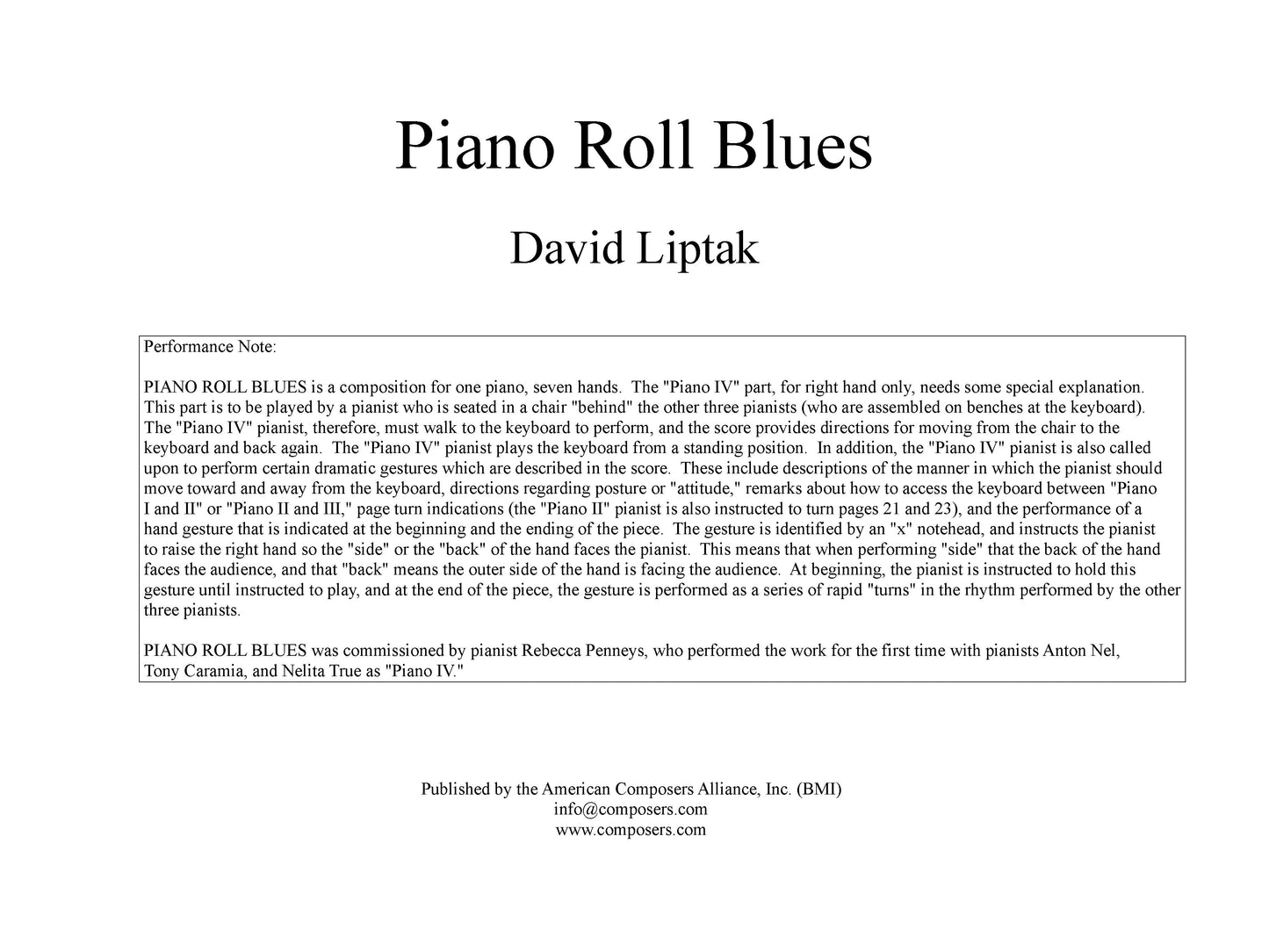 PIANO ROLL BLUES