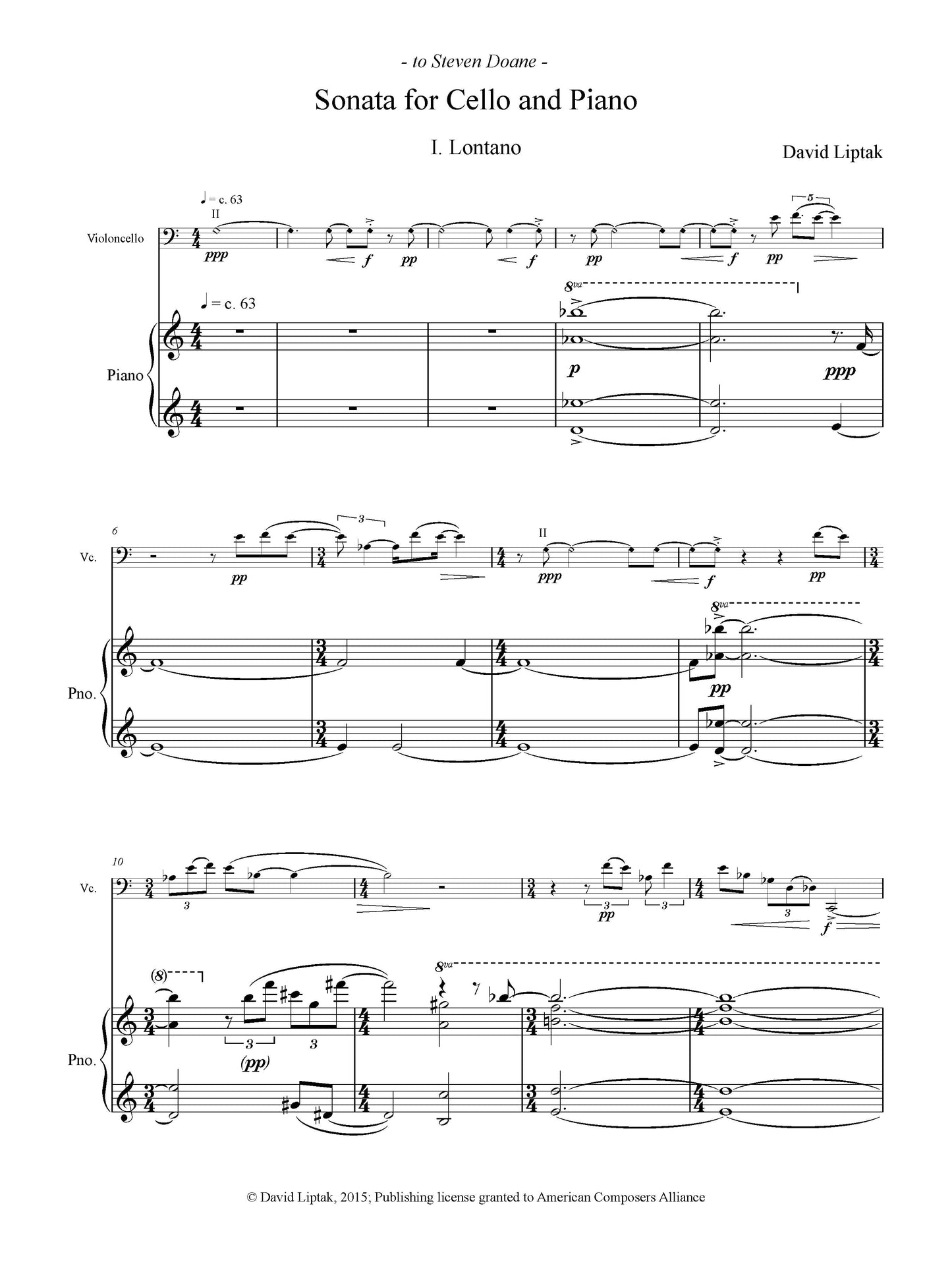 SONATA FOR CELLO AND PIANO