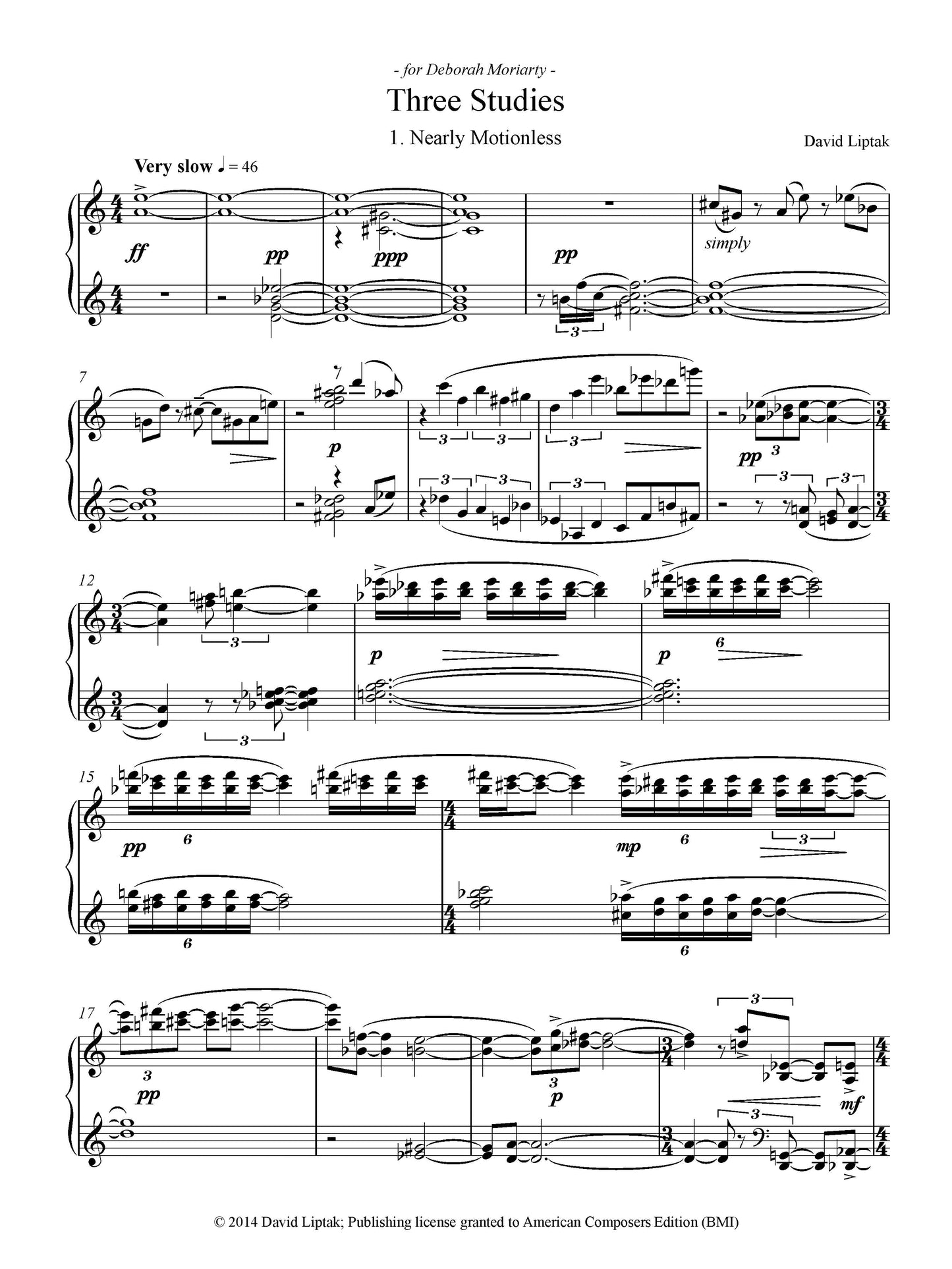 THREE STUDIES (for solo piano)