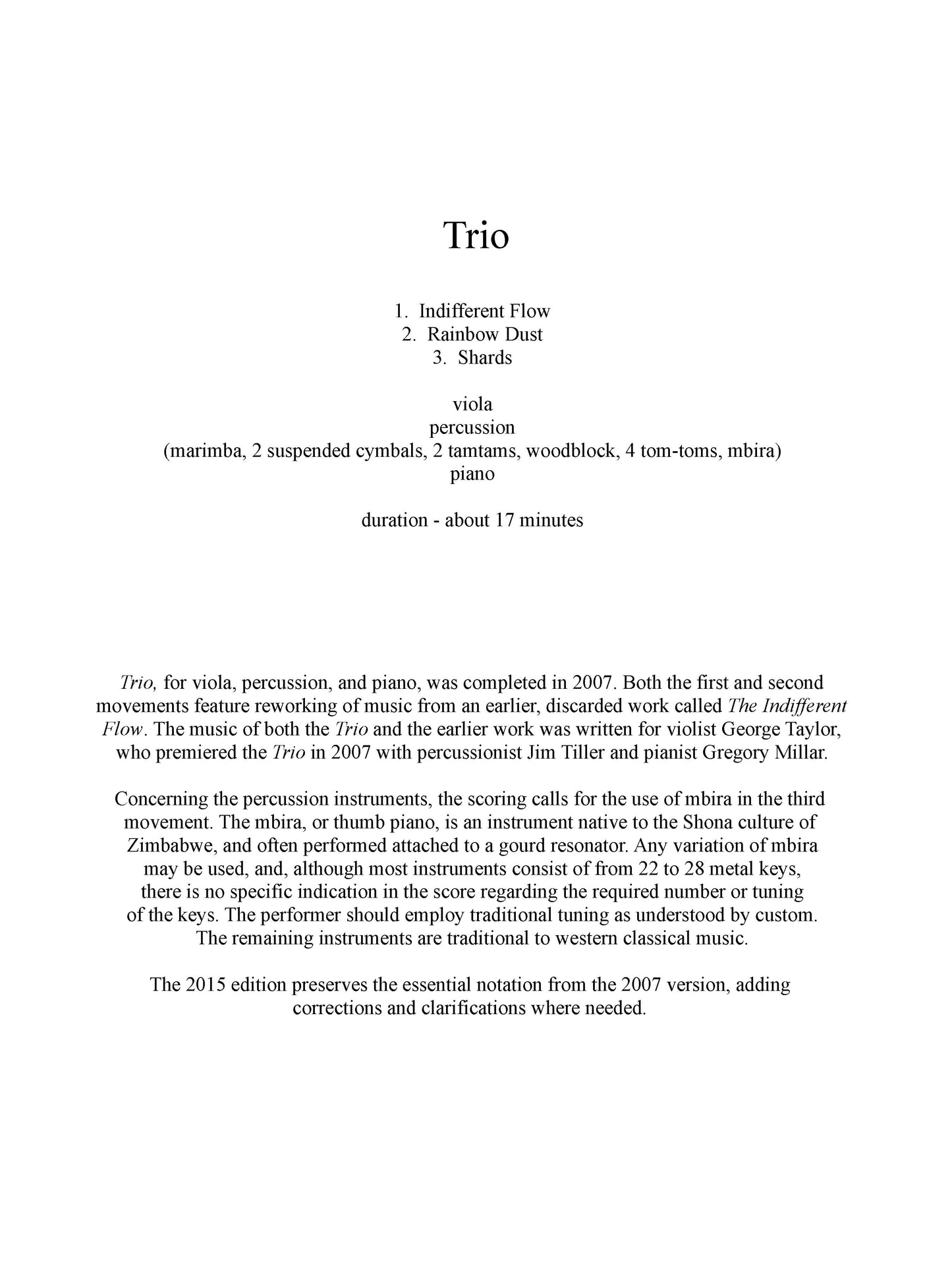 TRIO for viola, percussion, and piano