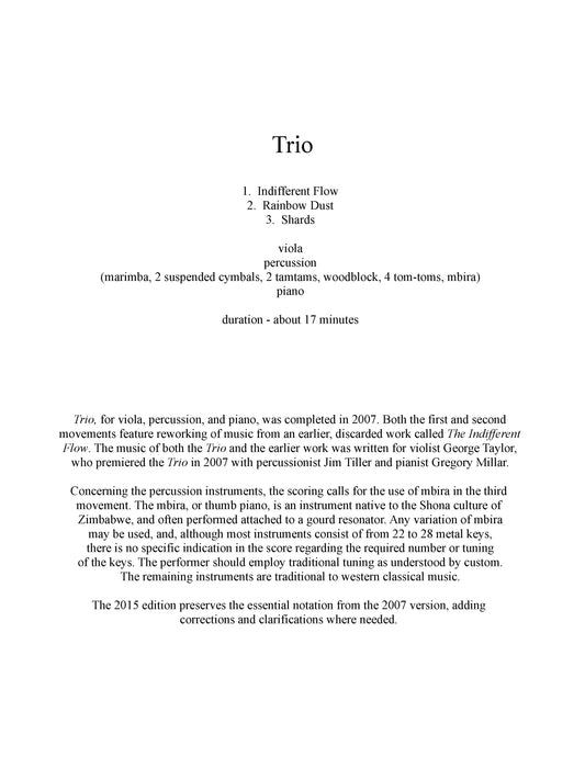 TRIO for viola, percussion, and piano