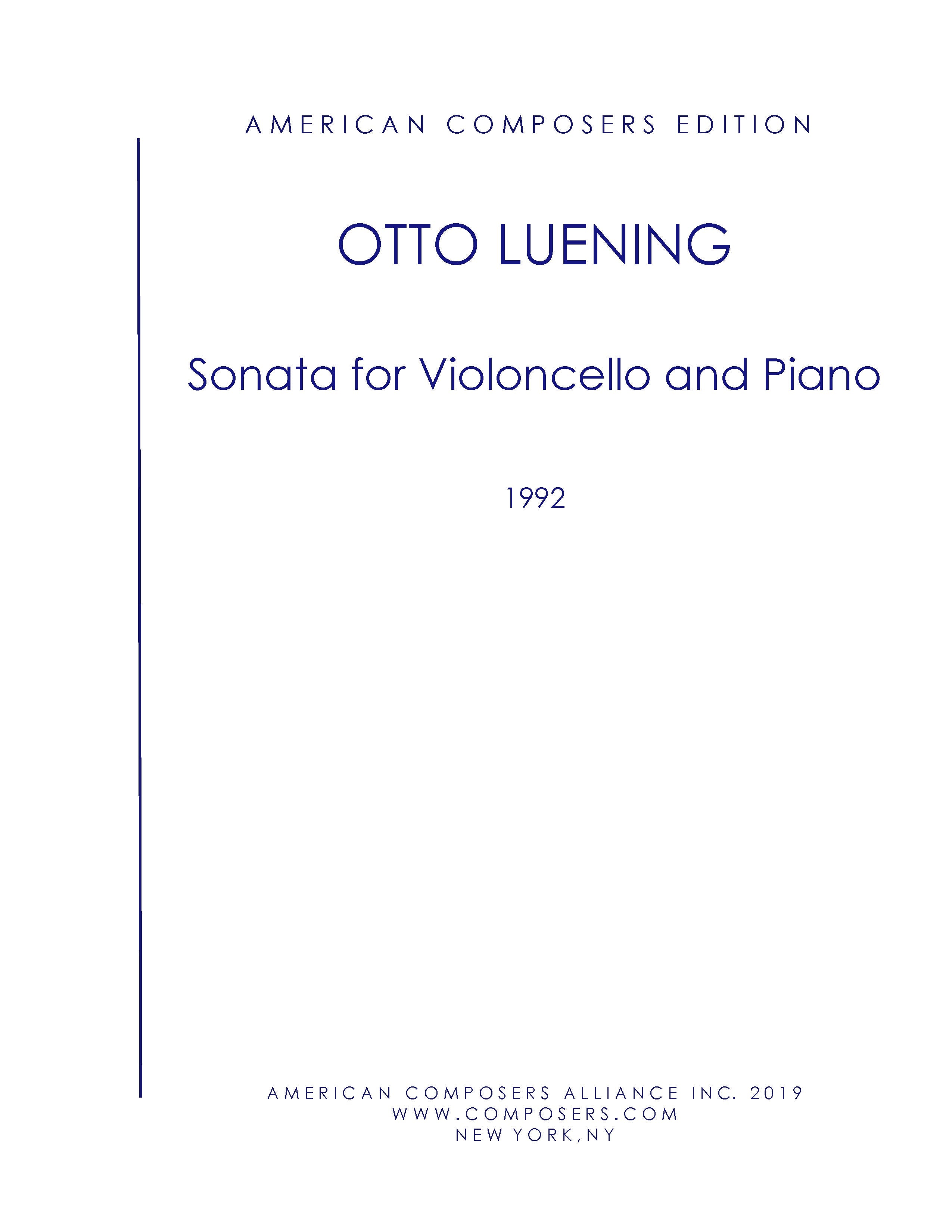 SONATA for Cello and Piano – American Composers Alliance
