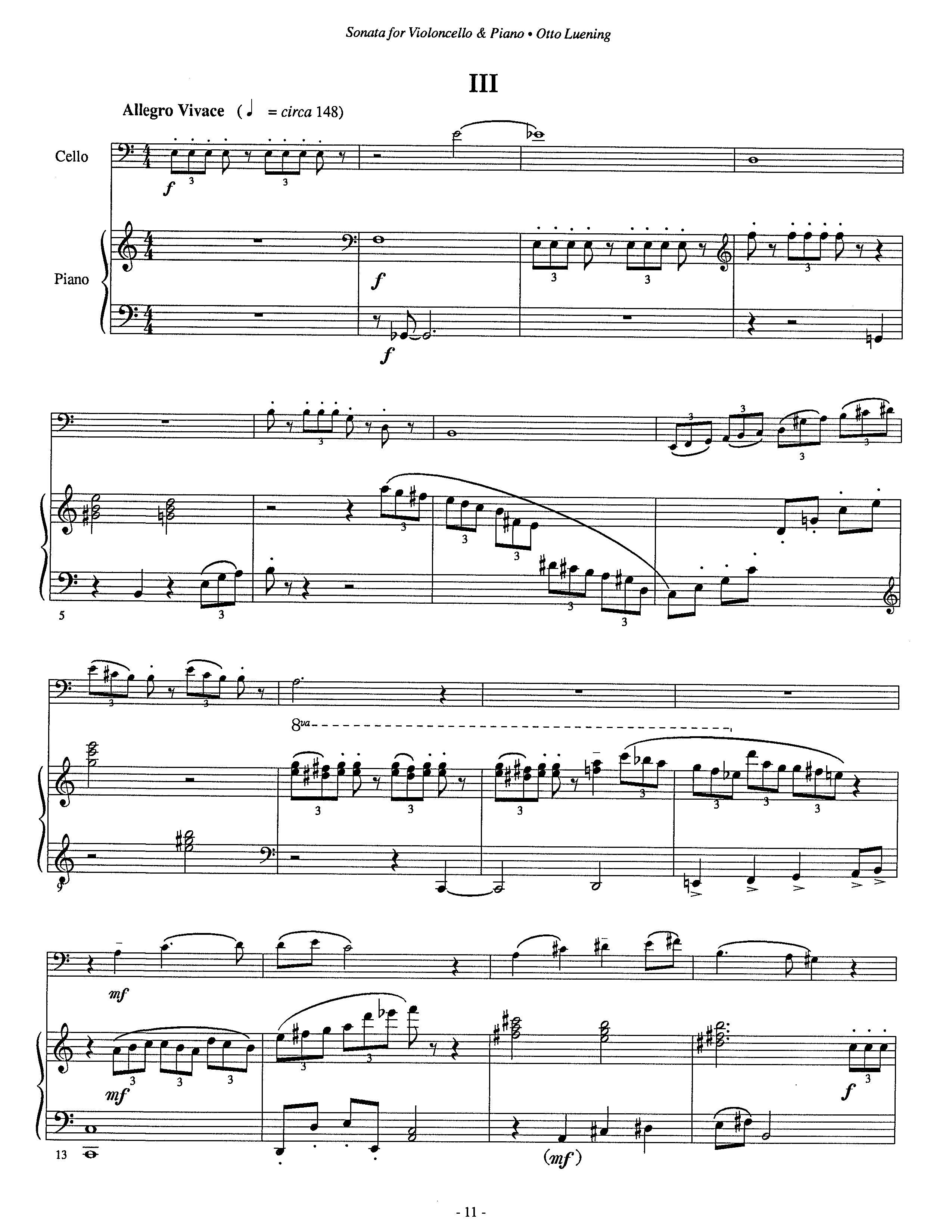 Sonaten für Cello und Klavier SONATA for Cello and Piano – American Composers Alliance