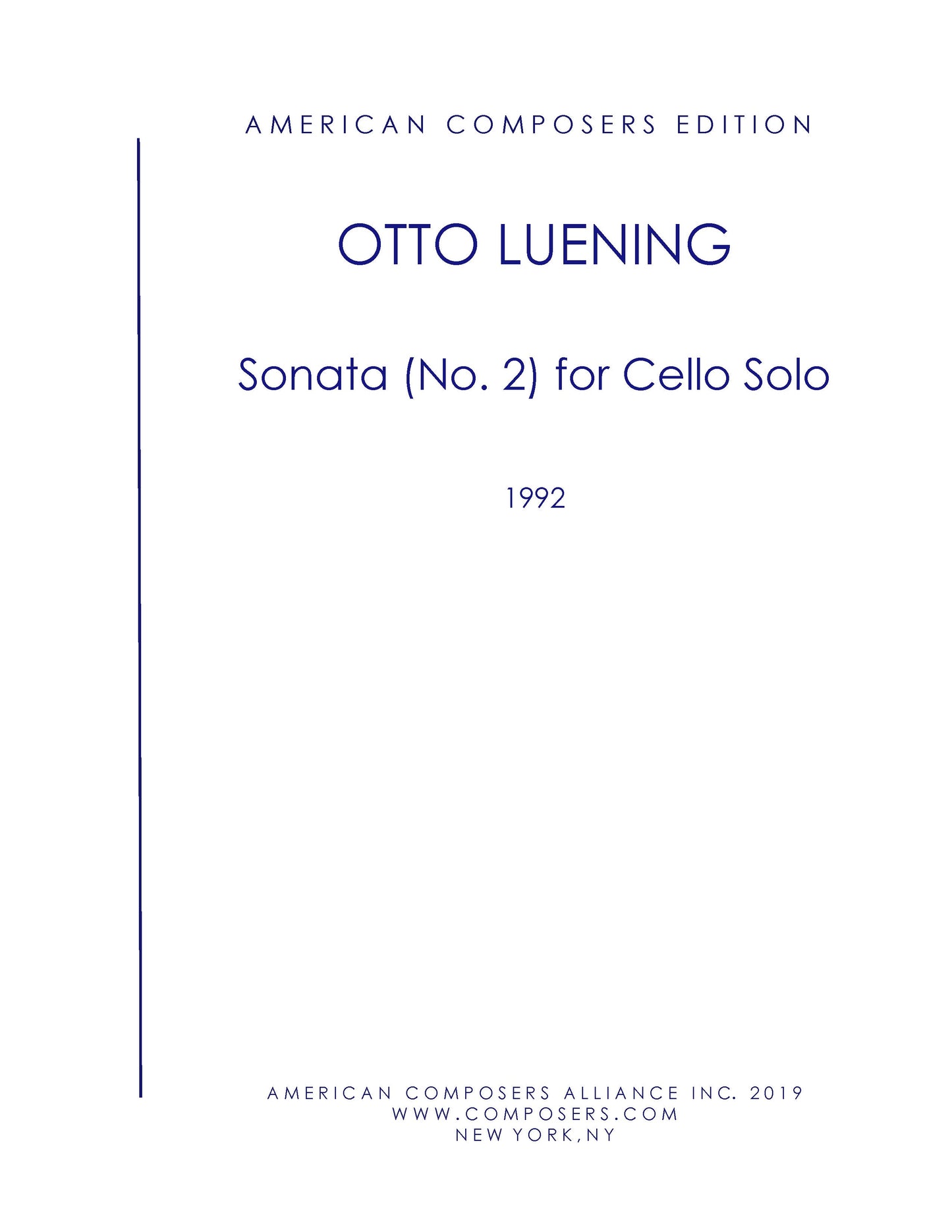 SONATA (No. 2) FOR SOLO CELLO