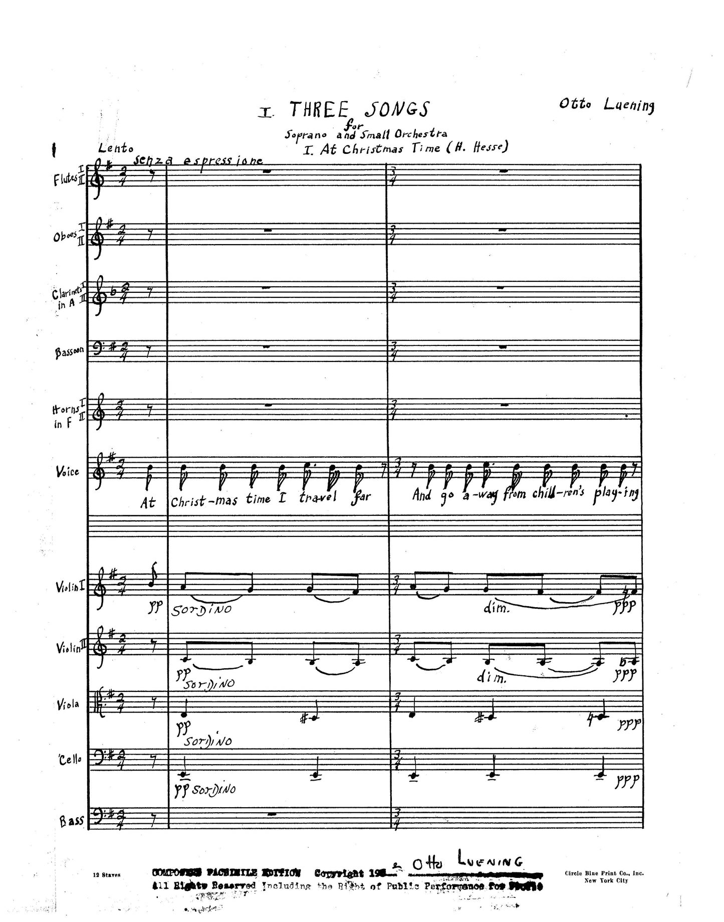 THREE SONGS (for Soprano and chamber ensemble)