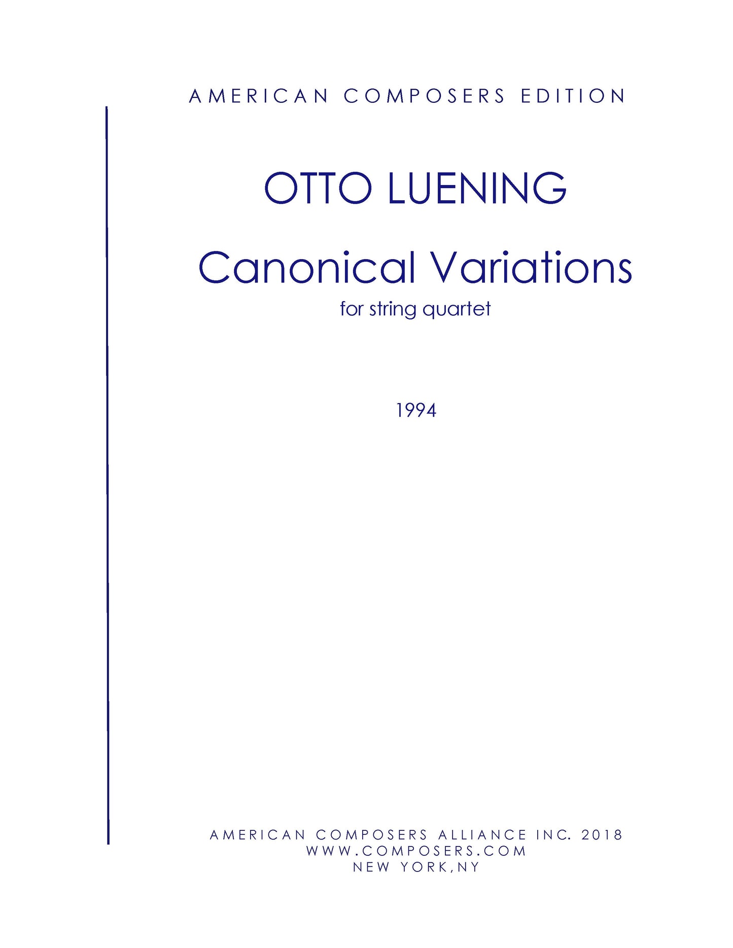 CANONICAL VARIATIONS FOR STRING QUARTET