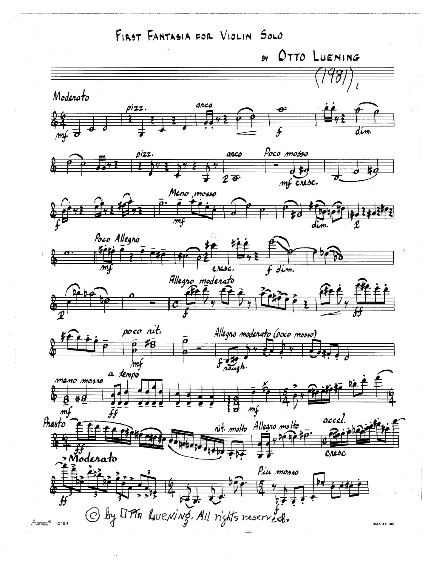 First Fantasia for Violin Solo