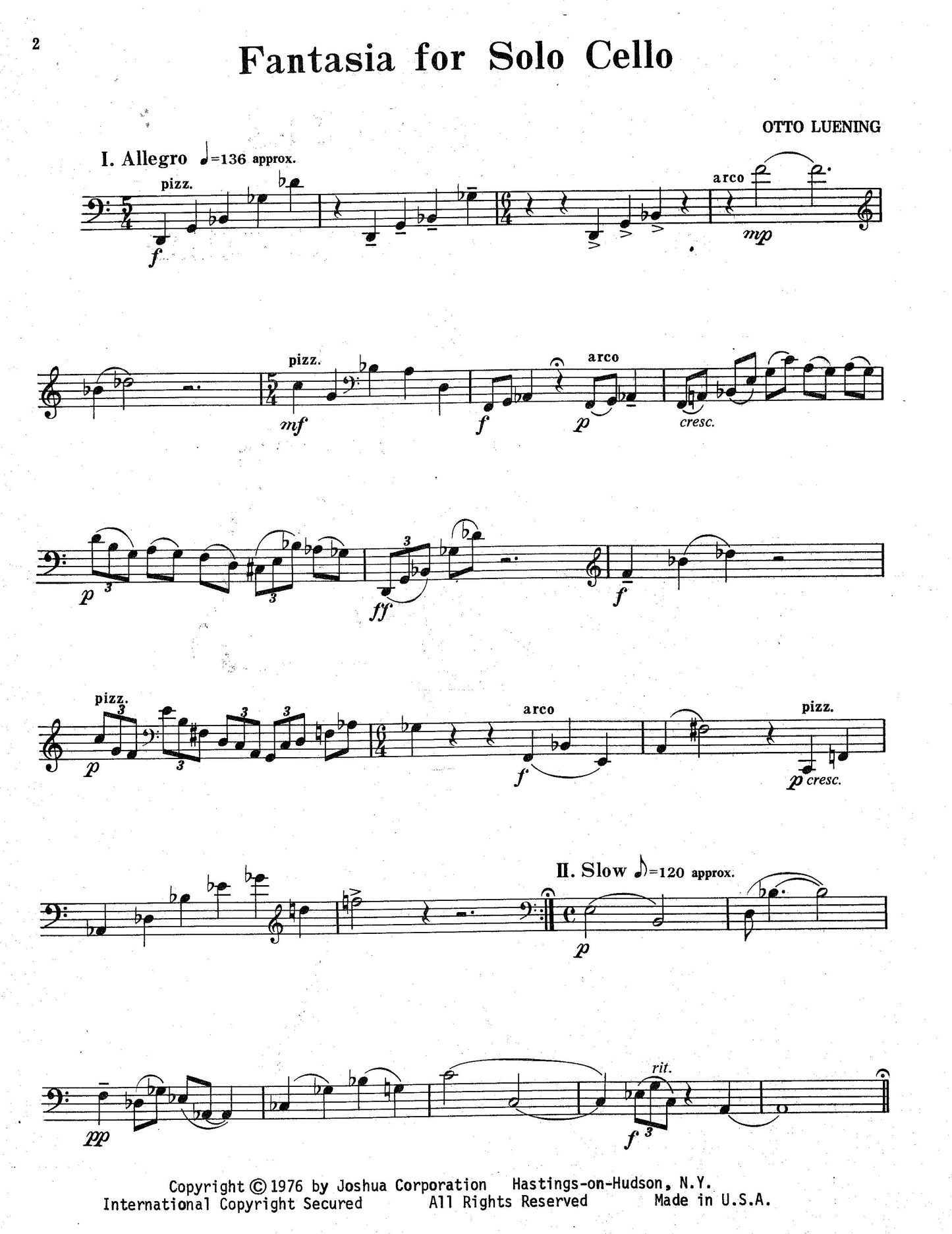 FANTASIA FOR SOLO CELLO