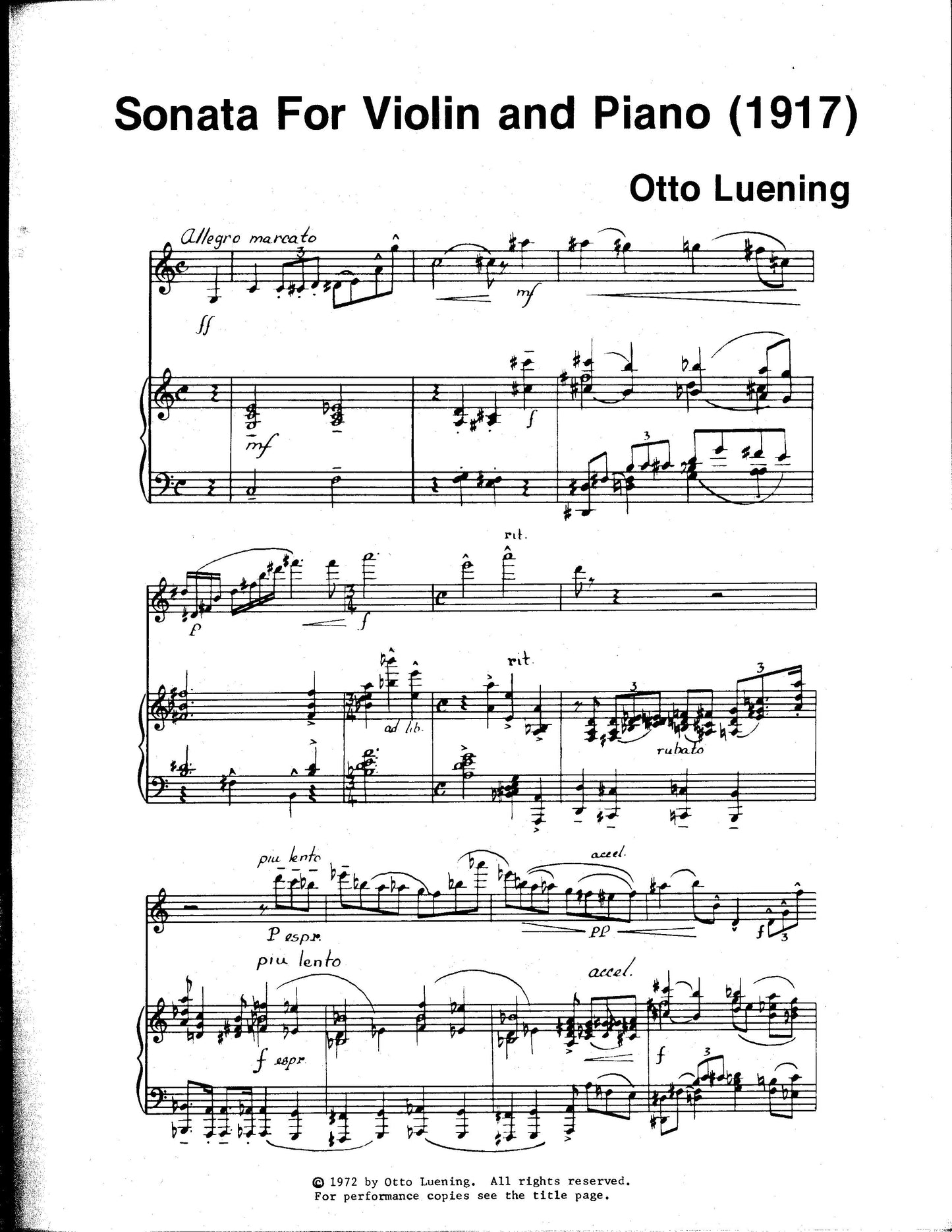 SONATA NO. 1 FOR VIOLIN AND PIANO