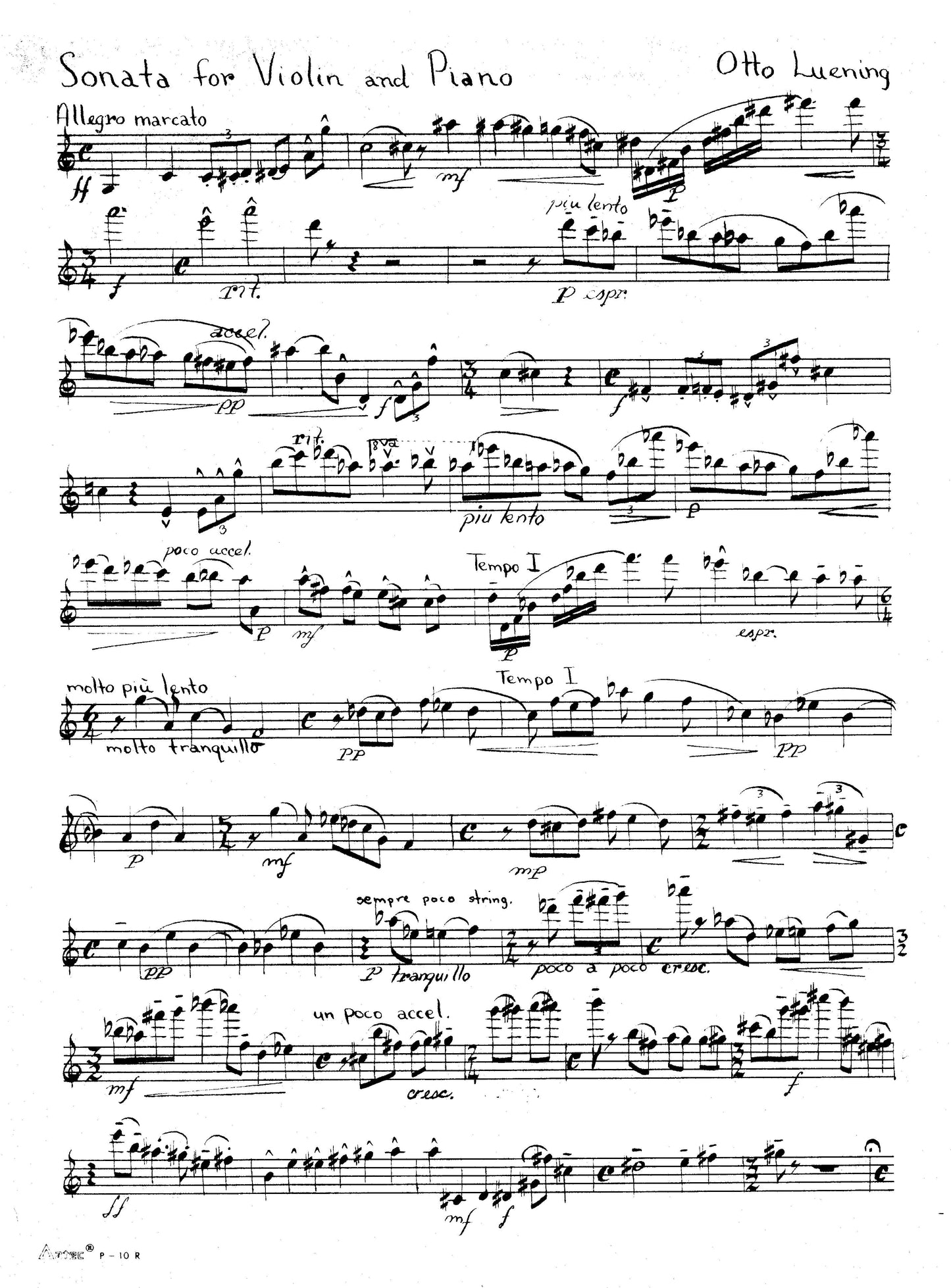 SONATA NO. 1 FOR VIOLIN AND PIANO