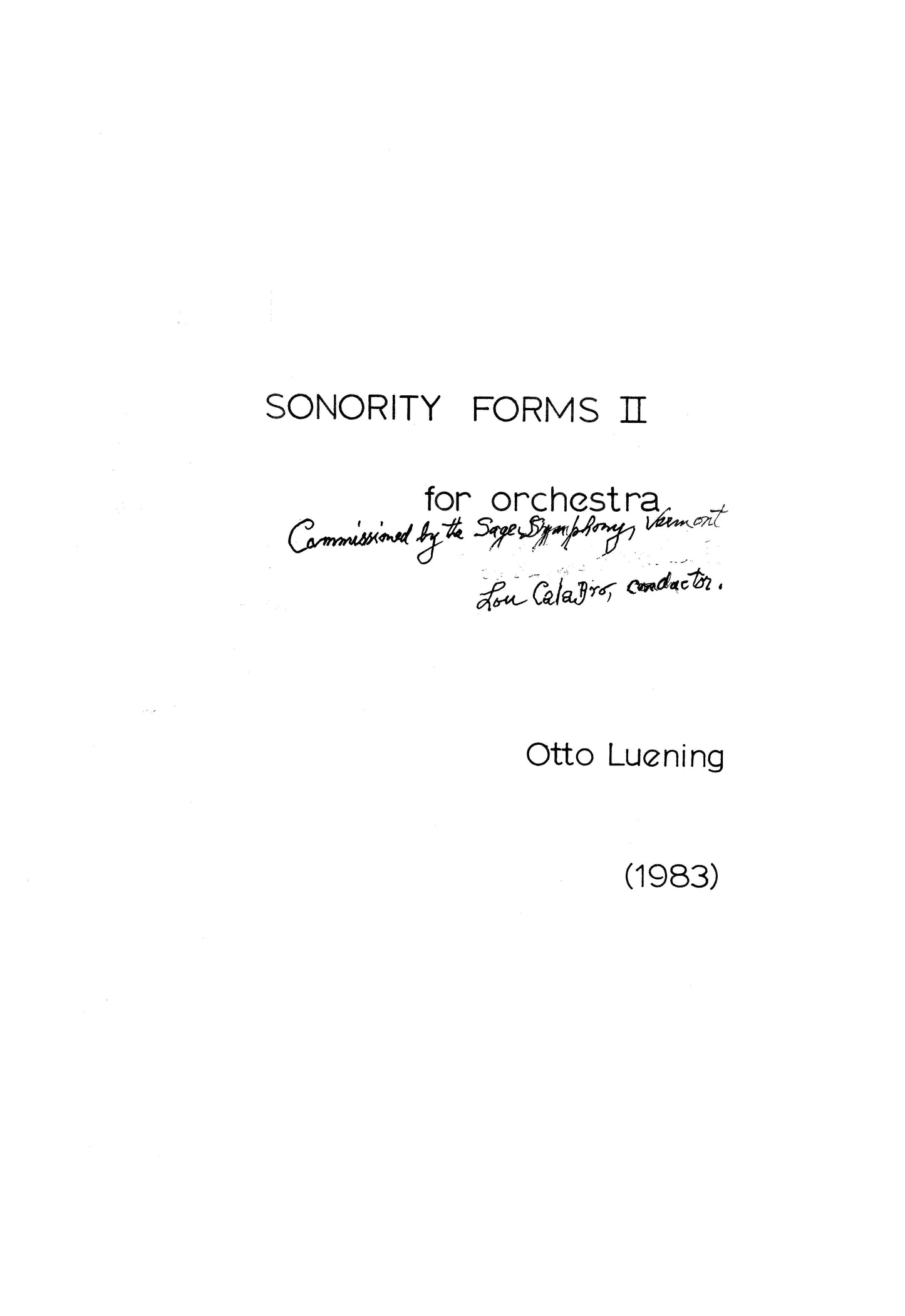 SONORITY FORMS 2 ORCH 1983