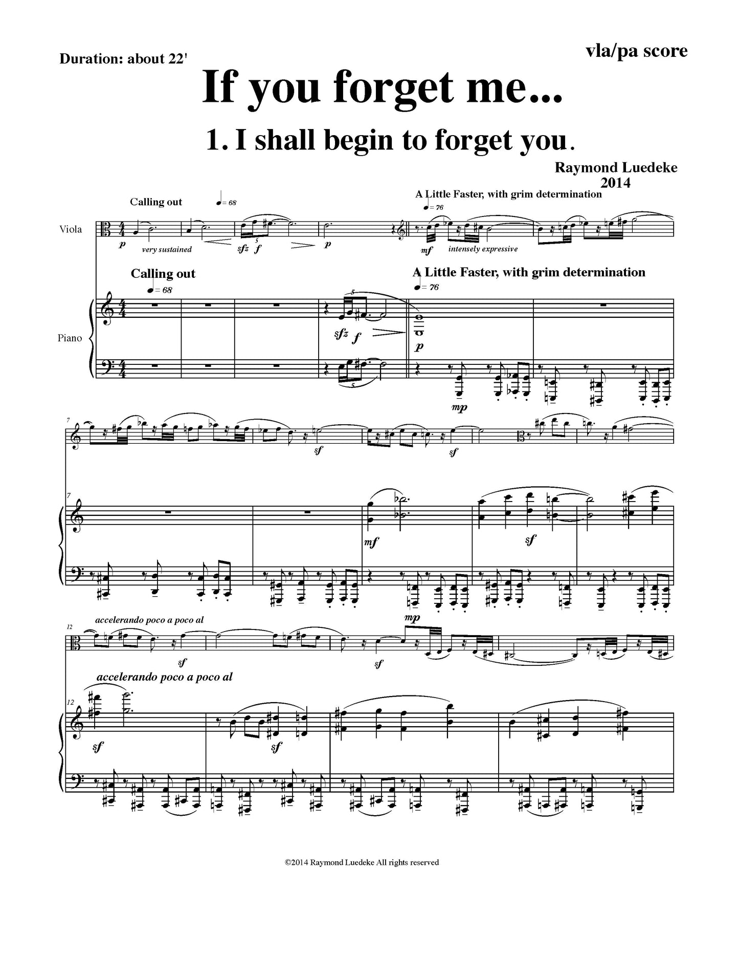 IF YOU FORGET ME - viola and piano