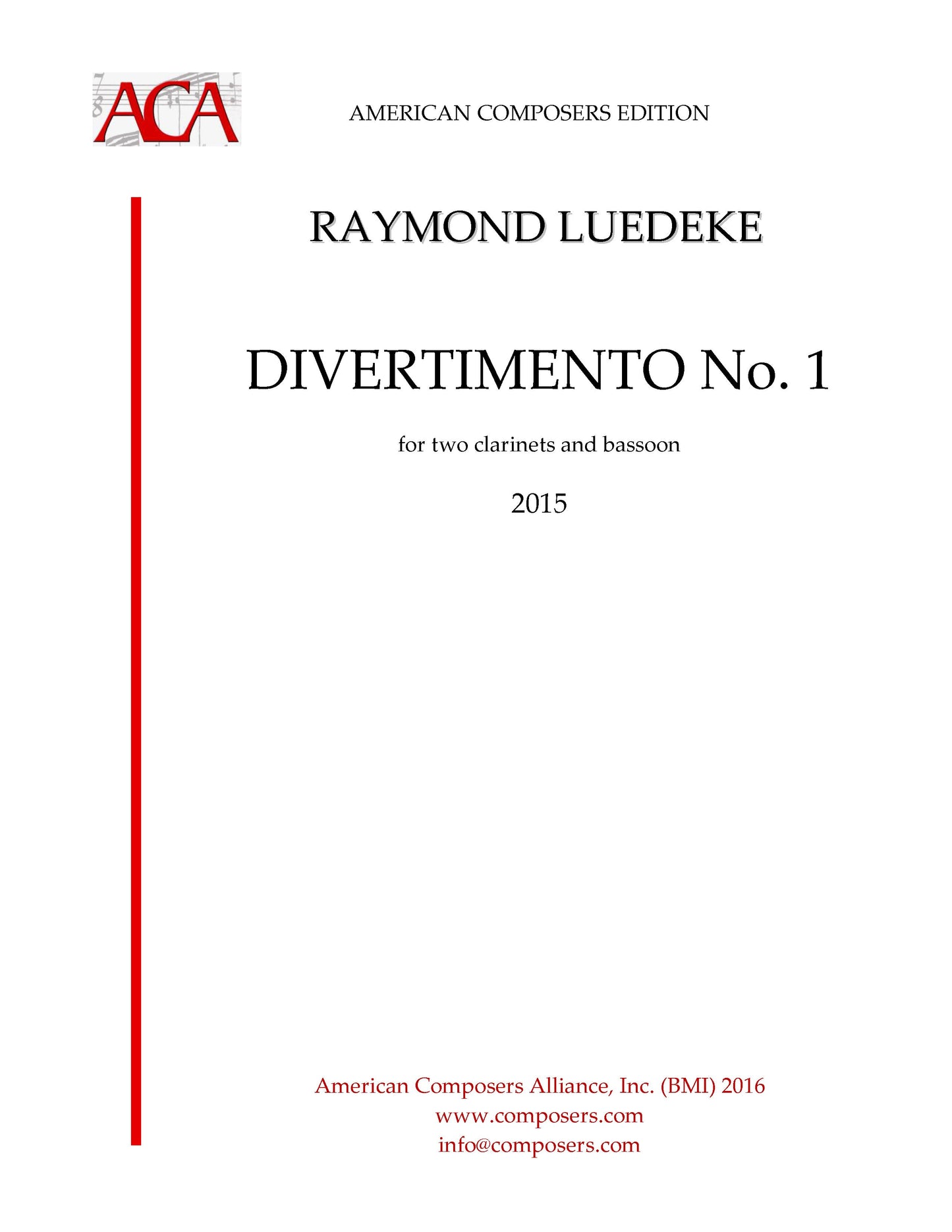 Divertimento No. 1 for 2 clarinets and bassoon